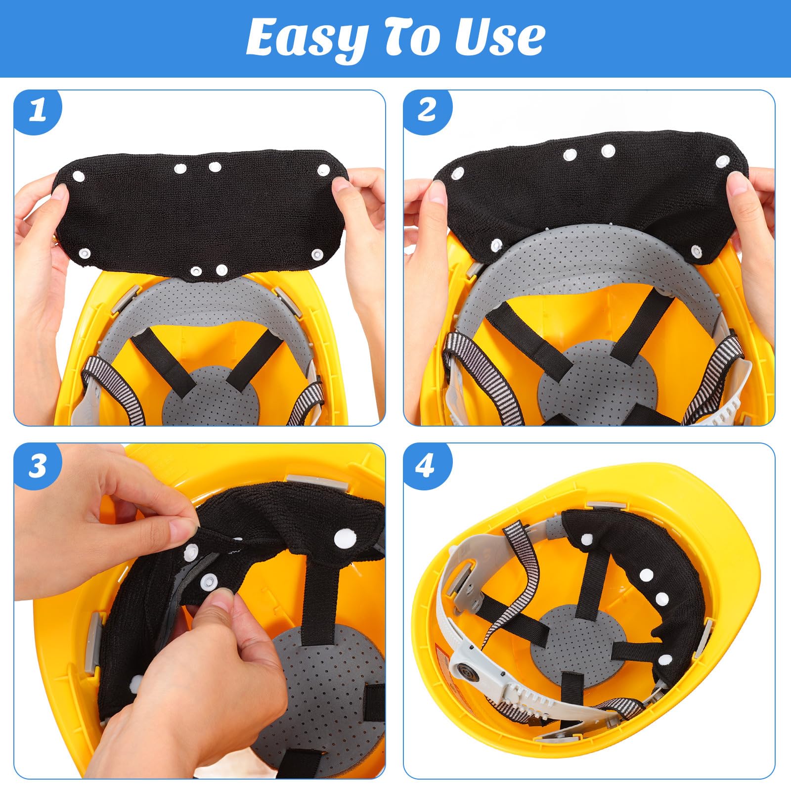 iplusmile 10pcs Hard Hat Sweatband Replacement Sweatband Liner Reusable Safety Hat Sweatband Snap Moisture Wicking Pad Accessories Replacement For under Hard Hat Helmet - Image 4