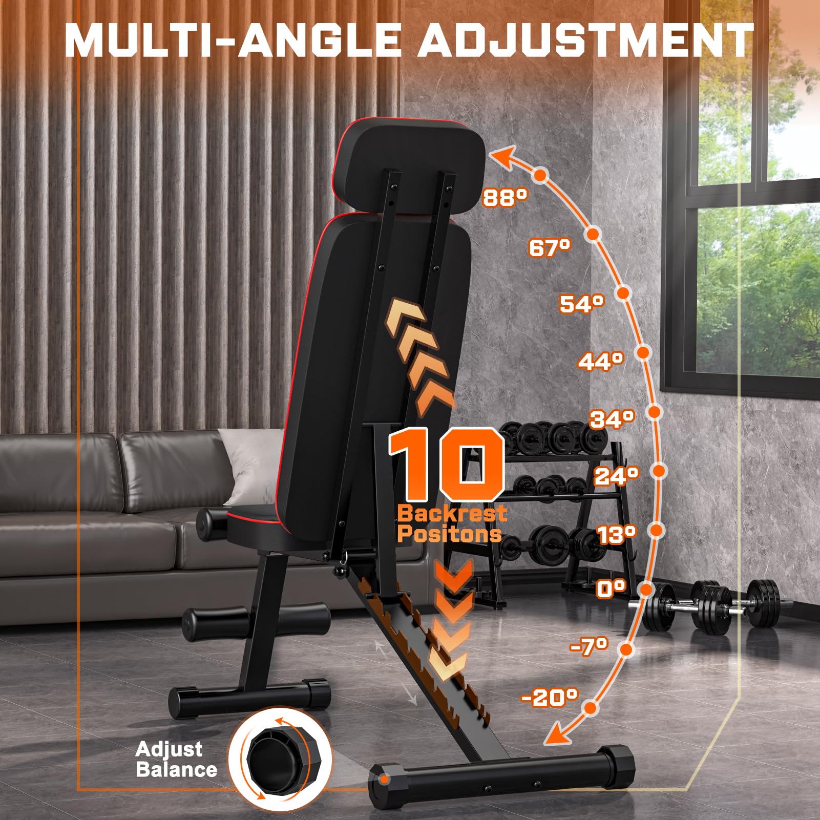 Snapklik.com : Foldable Weight Bench Press, Adjustable Workout Bench ...