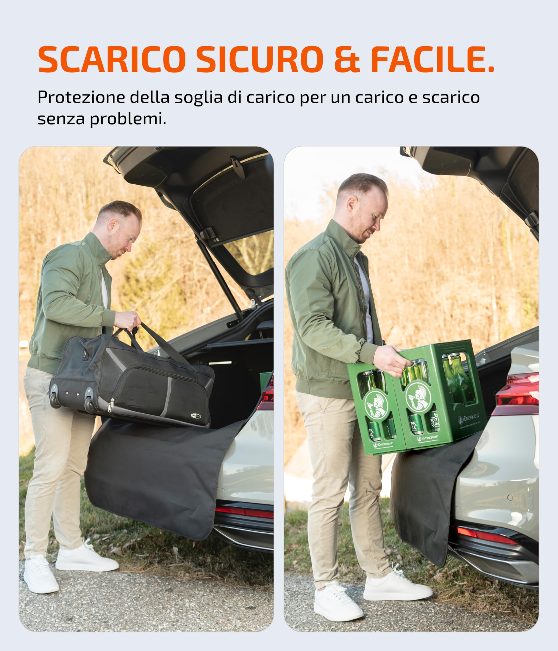 LIONSTRONG Protezione Soglia Bagagliaio Imbottito e Impermeabile – Tappetino Protezione Universale Adatto per Auto da Utilitaria a SUV – Protezione Bagagliaio Cani – Resistente Graffi (100x73cm)
