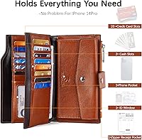 Vista 27 de BOSTANTEN - Cartera de piel auténtica para mujer con bolsillo con cremallera), BL3162011Kcoffee C-Naranja Marrón