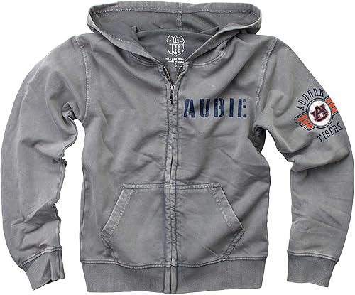 Wes and Willy Sudadera con capucha y cremallera para niños, chaqueta de forro polar para universidad desteñida Castlerock