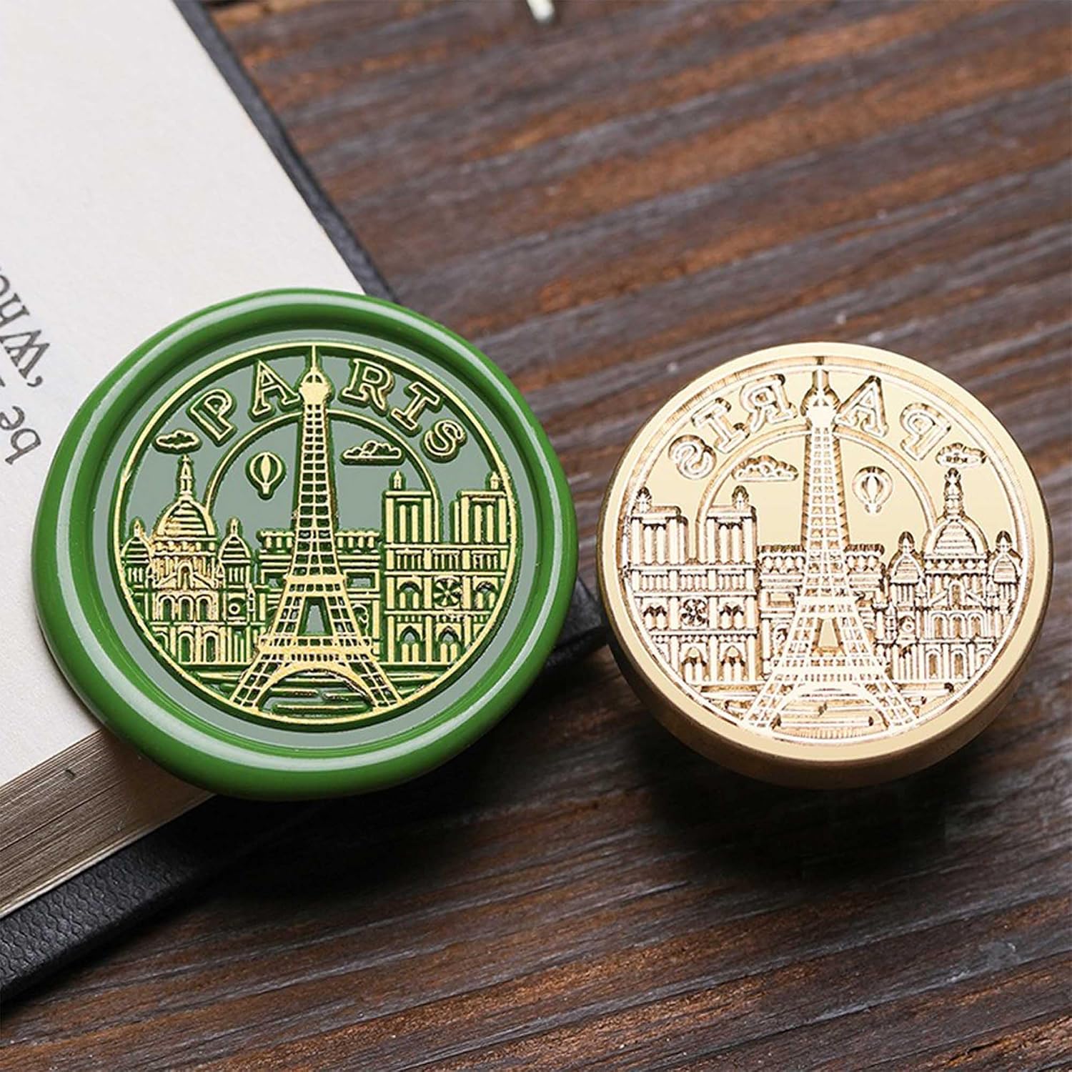 Paris Wax Seal Stamp, Eiffel Tower & City Sealing Wax Stamp, French Landmark Design with Arched Paris Text, City Souvenir Seal for Journals, Letters image 2