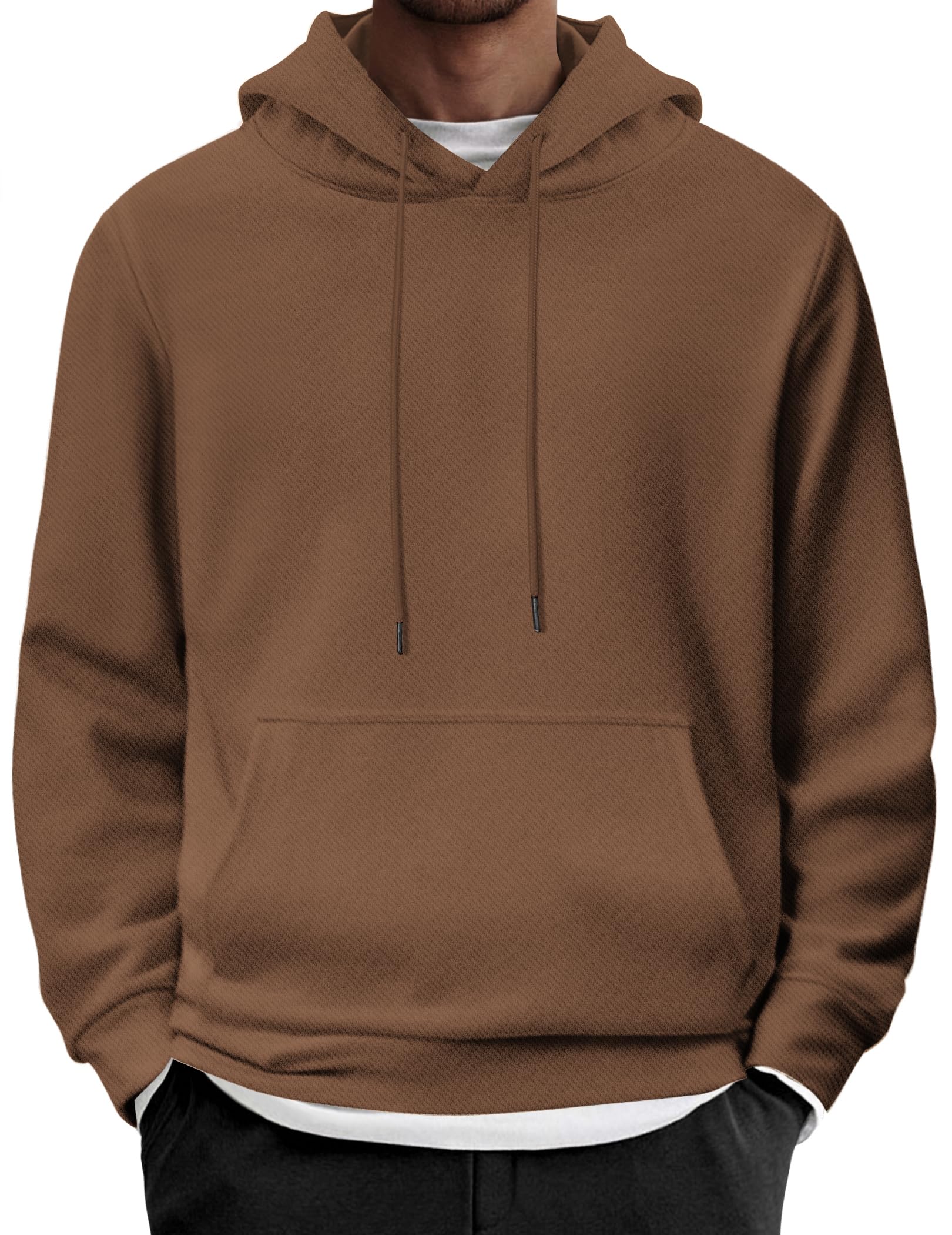 Sweat à capuche homme de qualité supérieure marron XL coupe décontractée