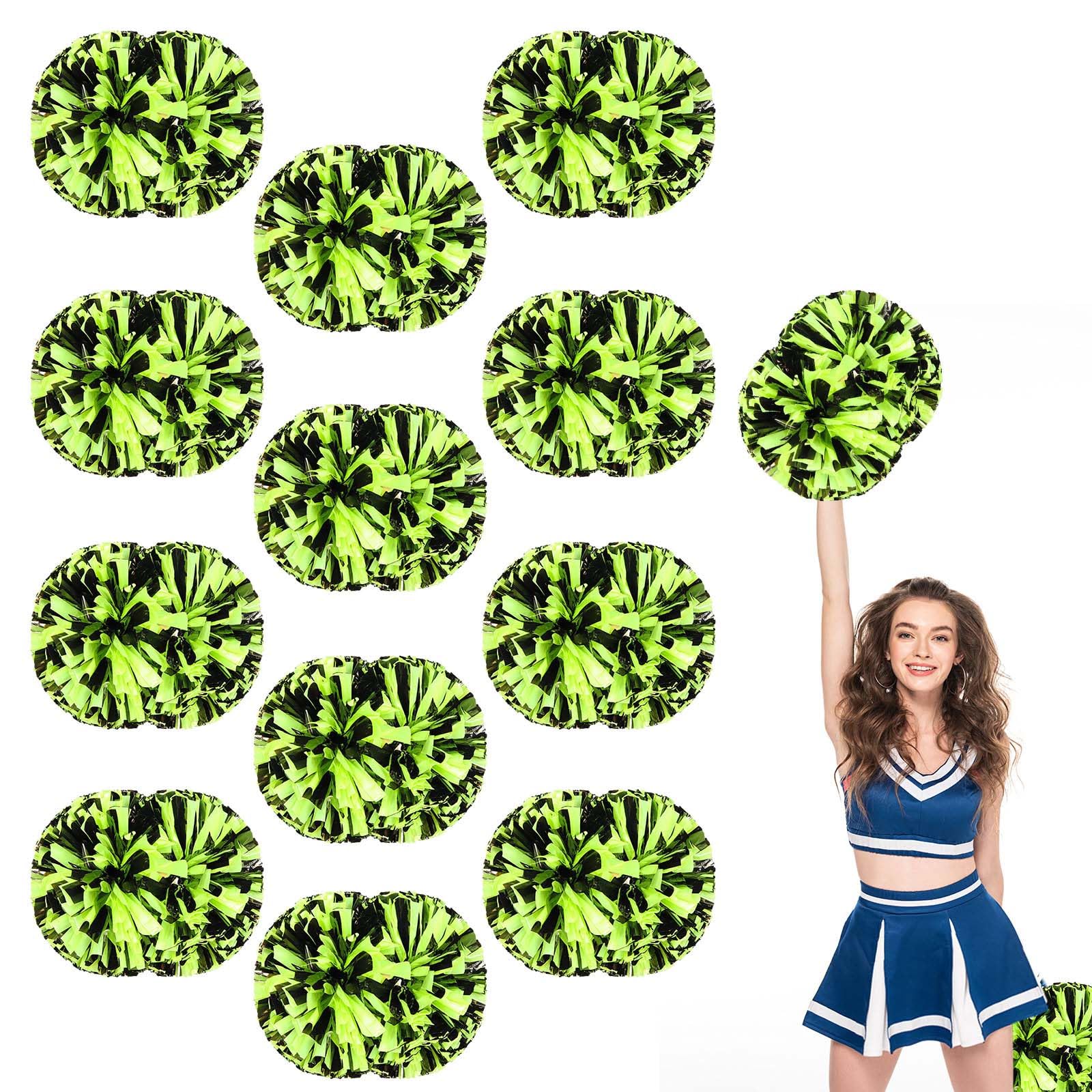 Yaantyyb Black+Green 12 Pack Cheerleading Pom Poms,Handheld Cheer Pom Poms, Sports Cheer Plastic Pom Poms Cheerleading For Sports Team Spirit Cheering (Black+Green)