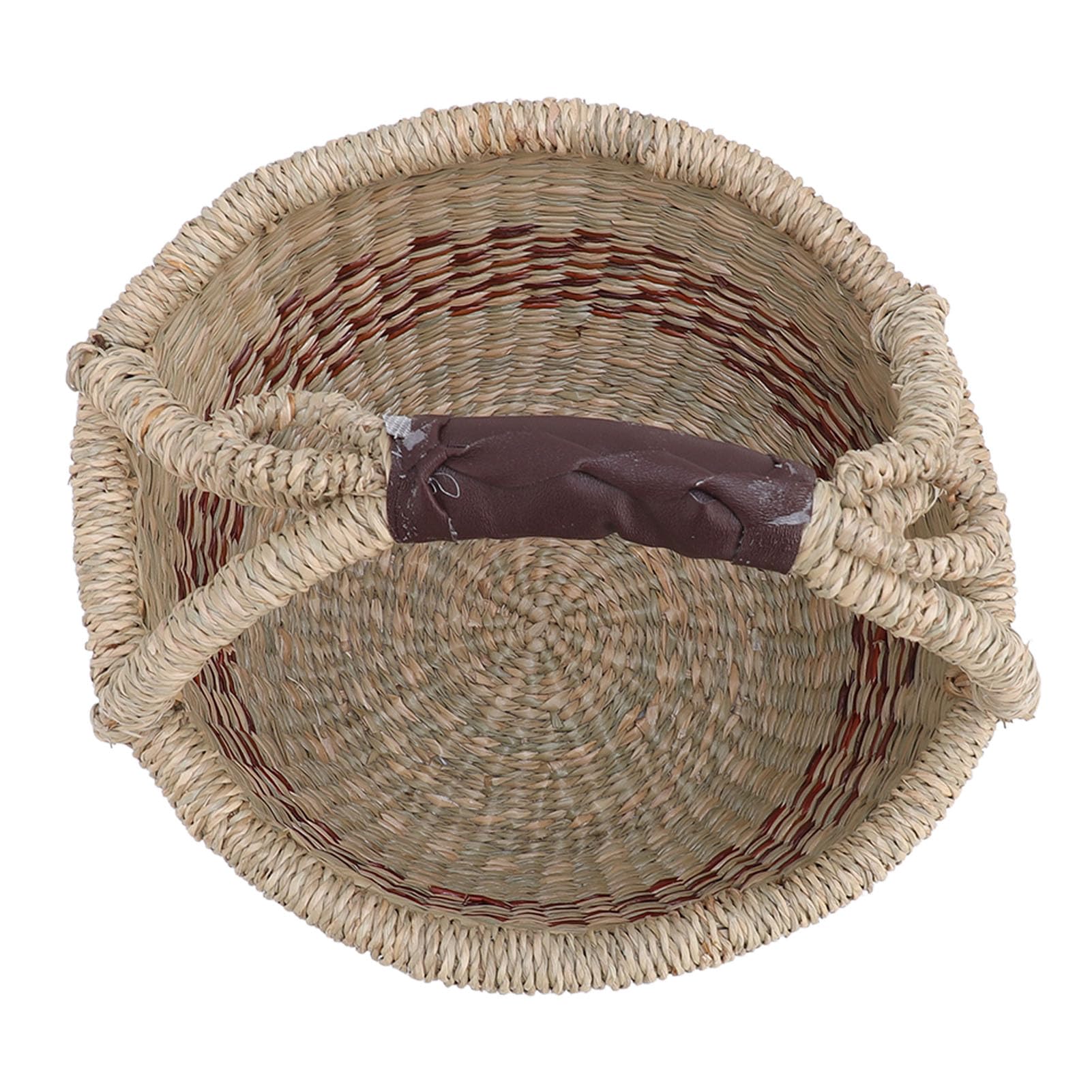 Jeffergarden Kosz Piknikowy, Ręcznie Tkany Kosz do Przechowywania Trawy Morskiej z Uchwytem, ​​25 X 27 X 16 Cm Lekka Konstrukcja do Przenoszenia, Rustykalny Organizer na Kemping, Wędkarstwo, Pikniki