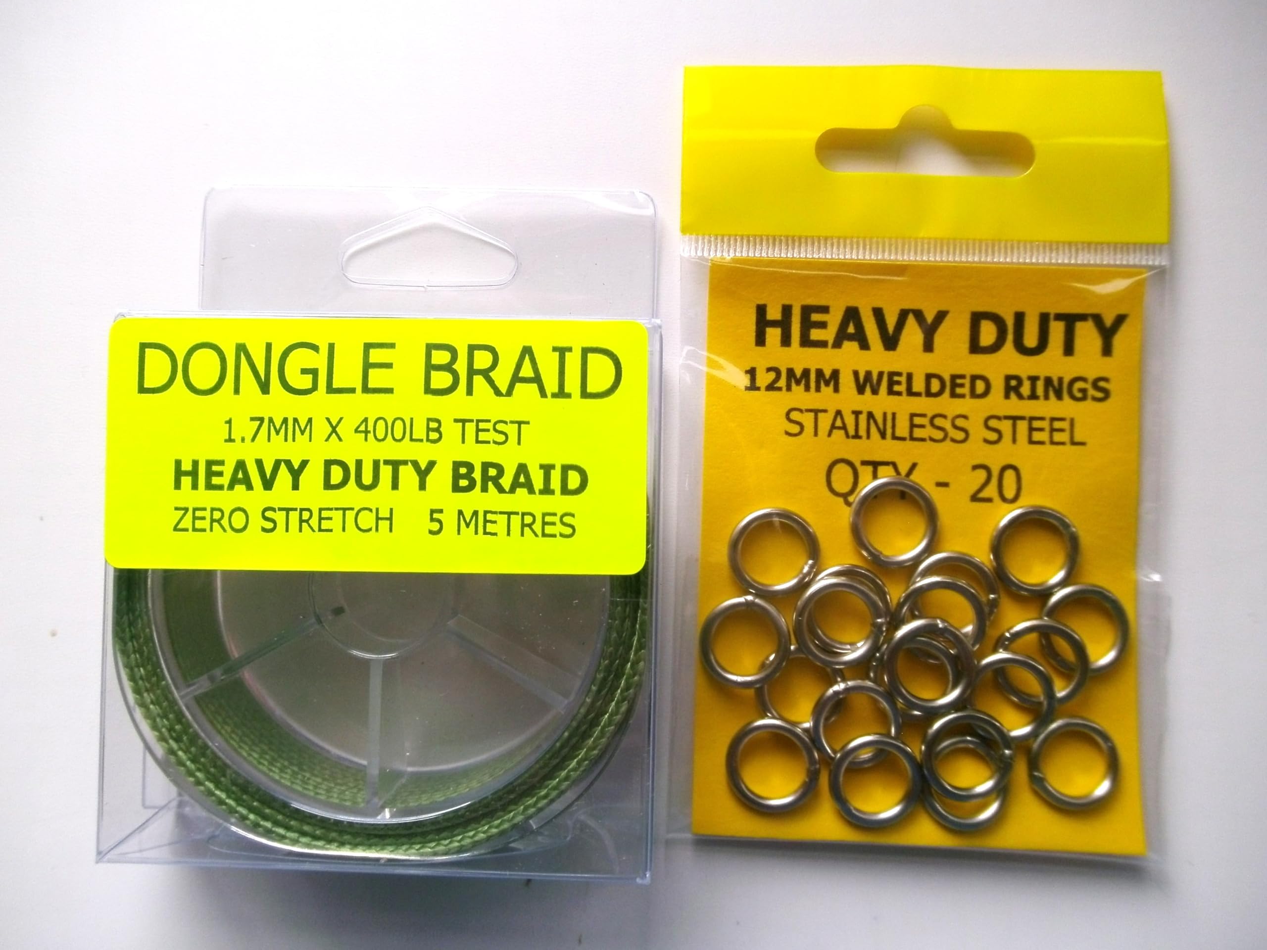 Generic Dingle Dangle Dongle Braid - 5 Metres, 400lb, 1.7mm Dia., Non Stretch, 20 x 12mm Rings