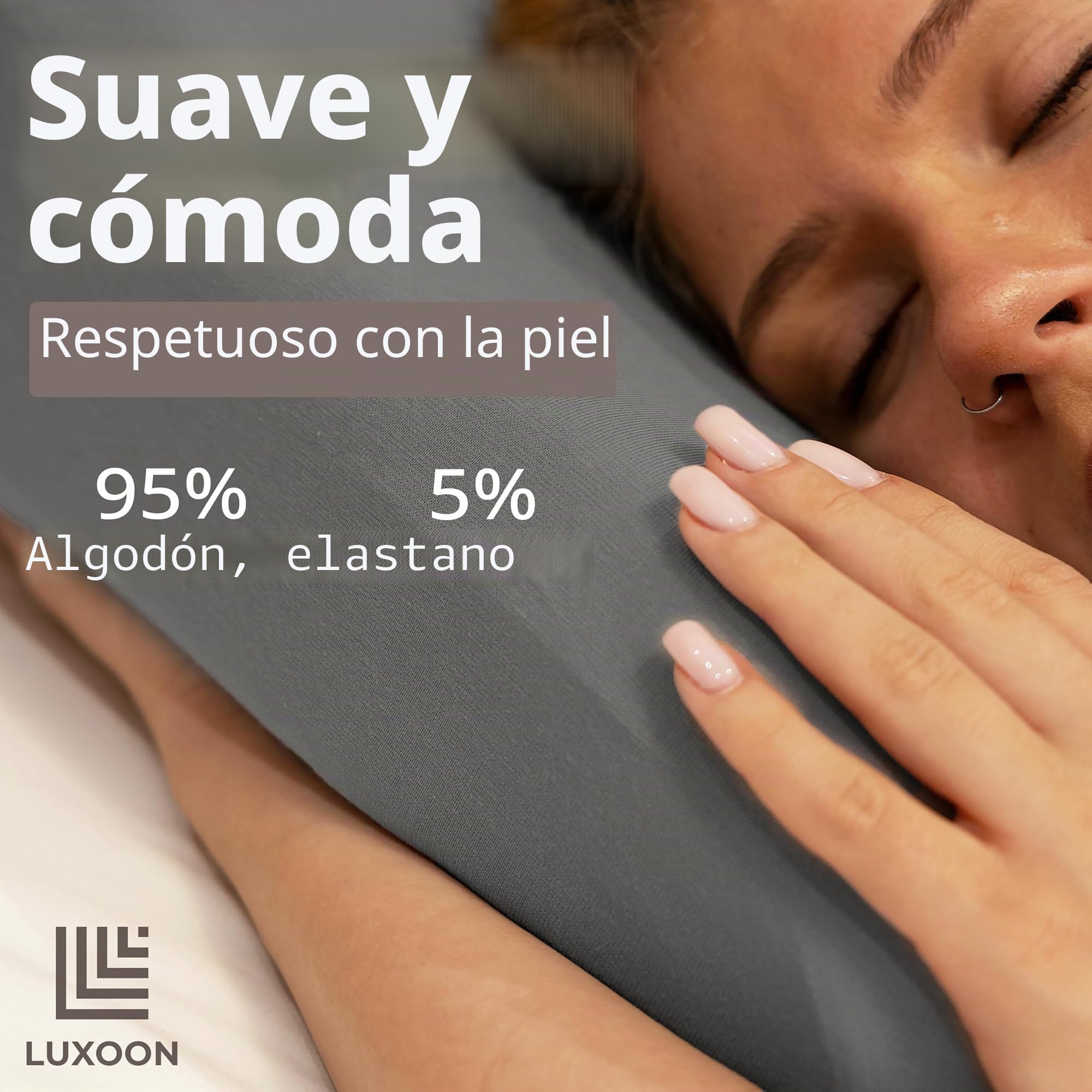 Funda de almohada sanitaria, 95% algodón, 5% elastano, transpirable y agradable, lavable, 30-45 x 50-65 cm, antracita