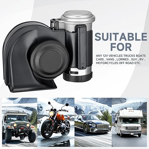 Miniatura 8 de Paquete de 2 bocinas de tren para automóvil 12 V 150 db bocina de automóvil bocina eléctrica de caracol con arnés de relé para vehículos motocicleta