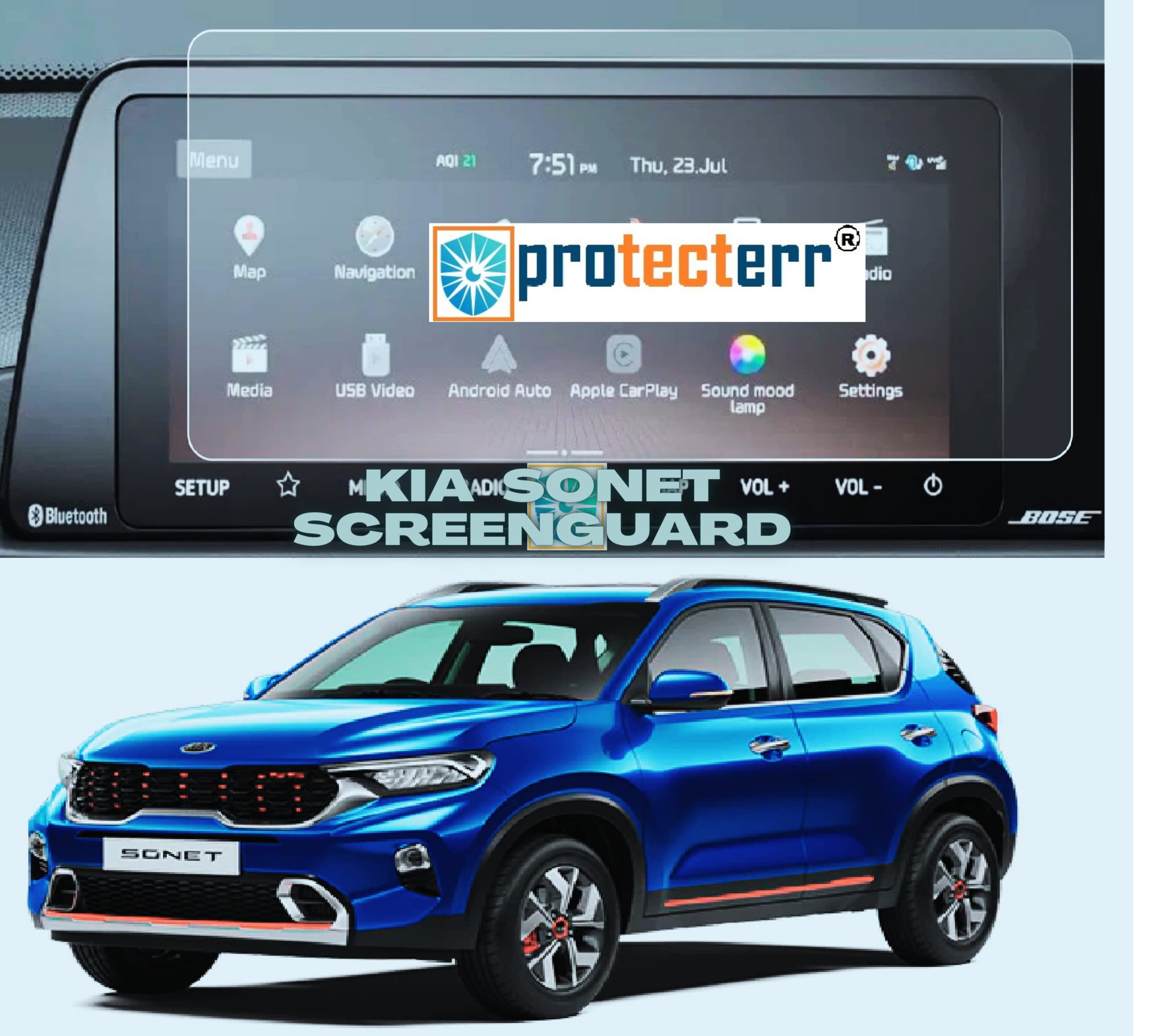9H Screen Protector Guard Designed For KIA SONET 2020-2022 Car Infotainment System (10.25 Inch) - Car Gps Navigation Display Touchscreen Protective Film accessories [Not A Tempered Glass]-image-16