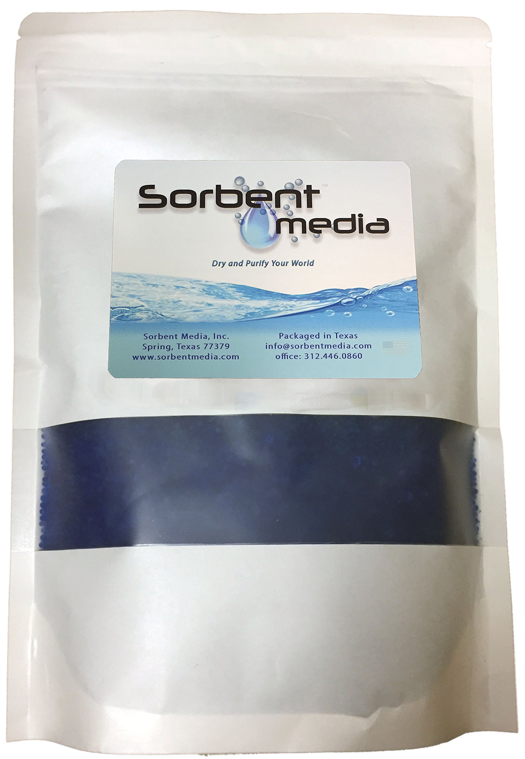 Silica Gel, Blue 1-3mm Bead, 1lb, Changes Color to Pink When Exposed to Humidity Allowing User to Know When Reactivation is Required, Reusable Adsorbent, Packed in Heat Seal Zipper Bag, 1lb