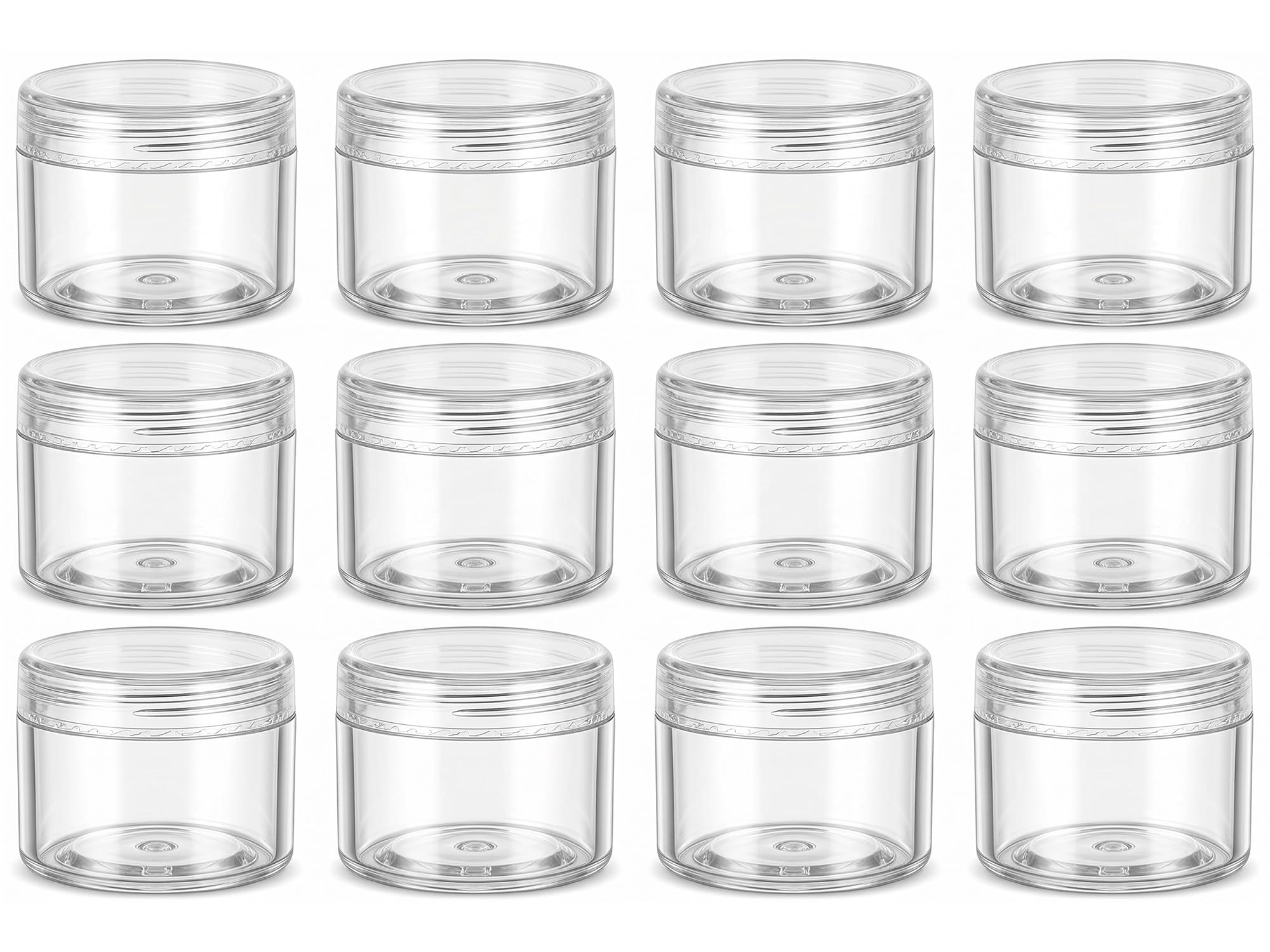 Photo 1 of 15g Small Travel Containers with Lids, 12 Pack Small Plastic Jars for Cream, Lotion, Balm, Sample Containers for Travel, DIY, Cosmetics, Beads and Crafts, Sample Jars with Labels (Clear Lid)