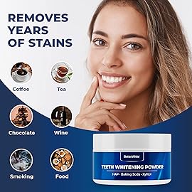 BetterWhite Teeth Whitening Powder - Hydroxyapatite, Remineralizing, Non-Sensitive Formula - Dentist-Approved Tooth Stain Remover & Polisher - Fluoride-Free (30 Grams)