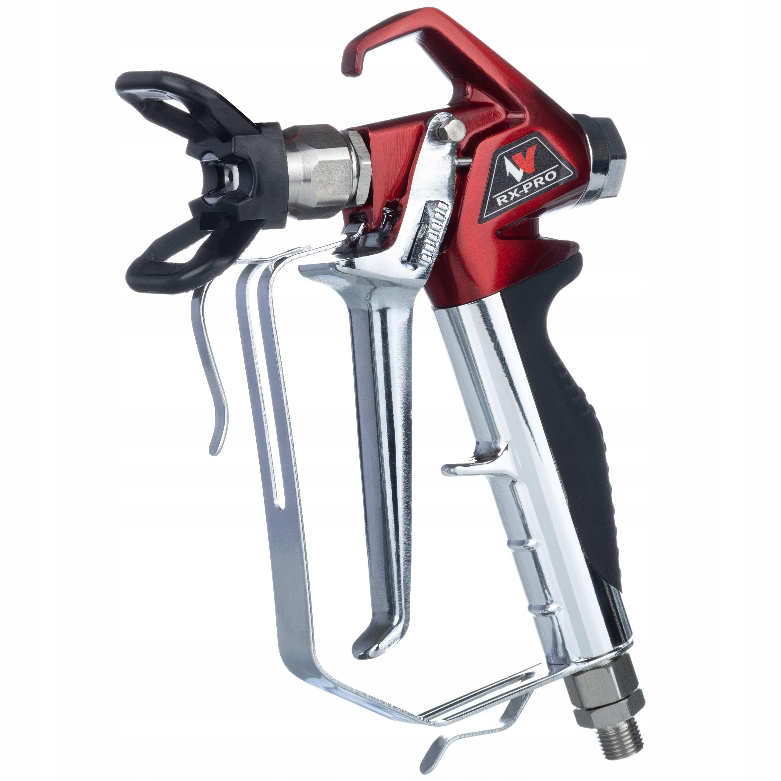 Pistolet natryskowy RX-PRO z zestawem zabezpieczającym dyszę ze stali nierdzewnej – 248 bar, przyłącze 1/4 cala, wbudowany filtr, ergonomiczny uchwyt | do urządzeń natryskowych Airless Rosfix i