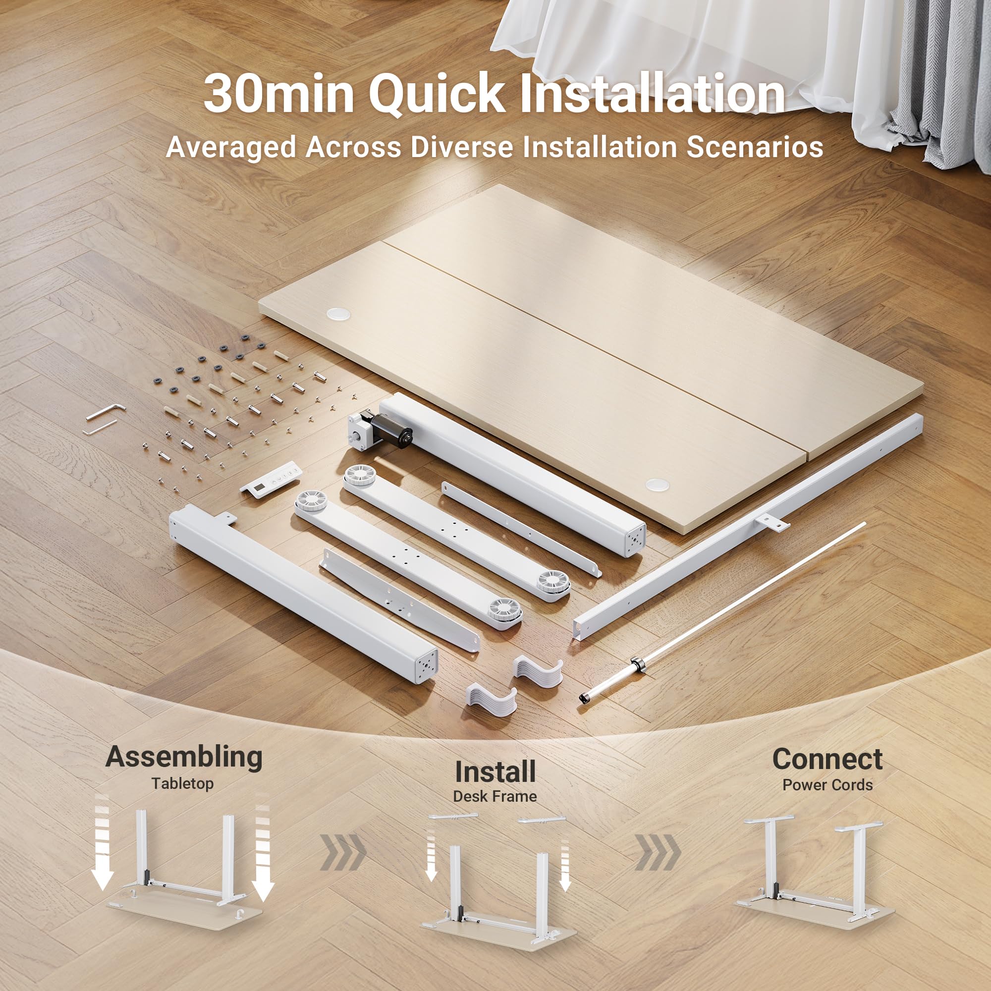 Claiks Electric Height Adjustable Standing Desk, 40x24 Inch, Nature view 9