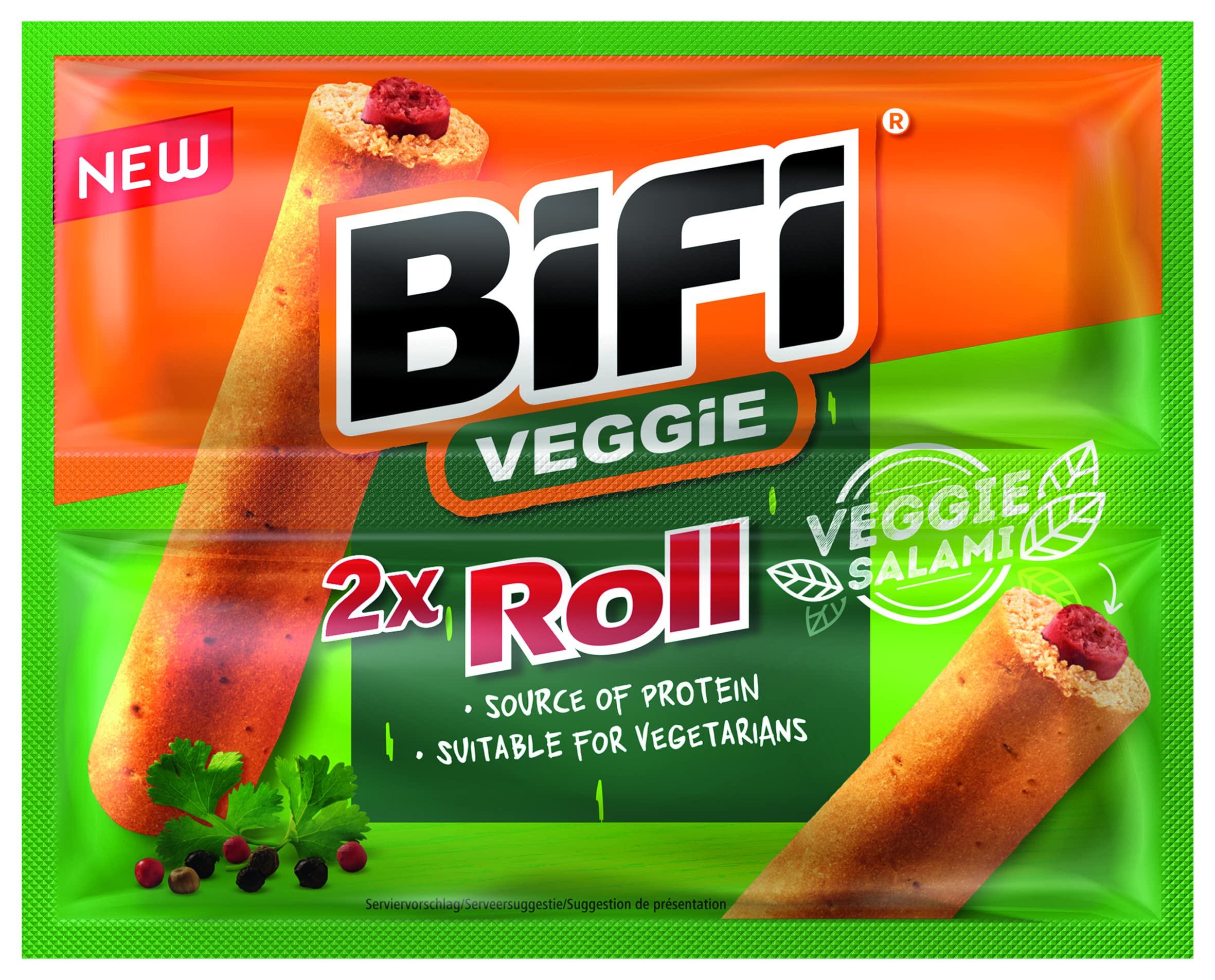 BiFi Veggie Roll Lot de 12 collations végétariennes copieuses à emporter (12 x 2 x 40 g)