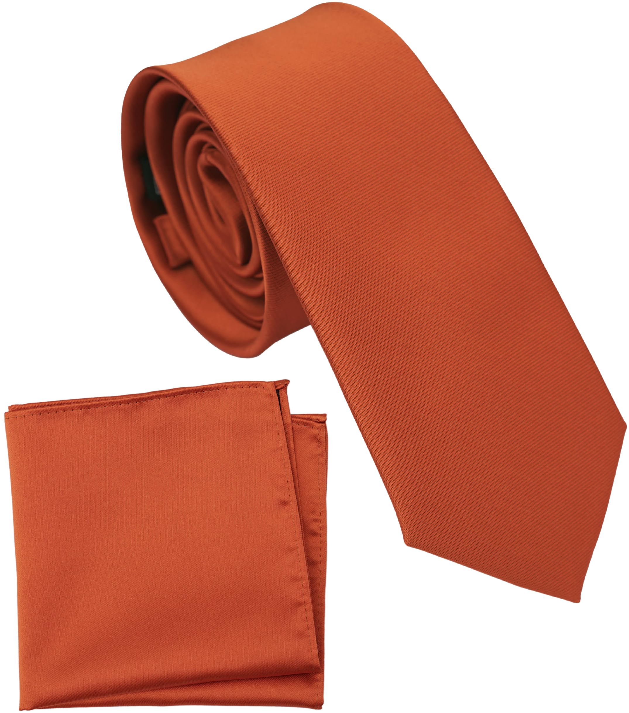 Boy's Solid Tie with Pocket Square Set, Regular Necktie for Children and Kids, Self-Tied
