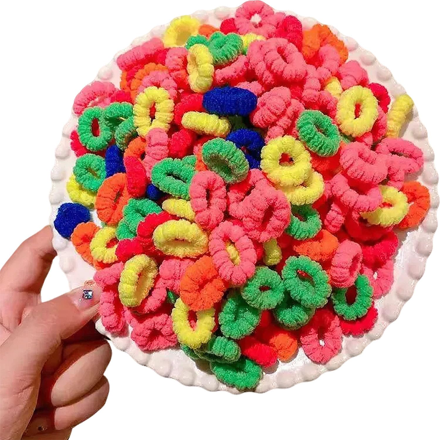 500 PCS Multicolor Cotton Hair Ties Small Seamless Kids Hair Ties Soft No-Crease Baby Hair Elastics for Girls