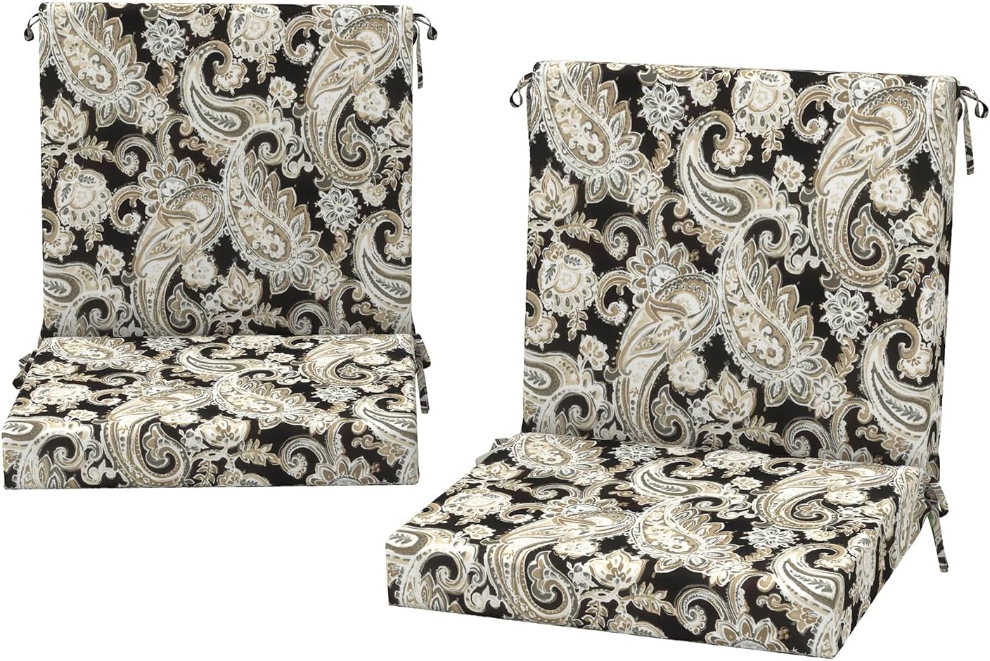 DYTXIII Outdoor Midback Chair Cushions Set of 2-20"x17" Water Repellent & Fade-Resistant Patio Seat Cushions with High-Resiliency Foam, Non-Slip Ties for Dining, Balcony Furniture-Flower Navy