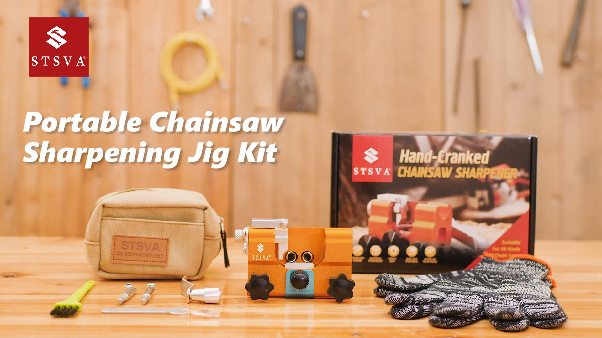 STSVA Chainsaw Sharpener, HandCranked Chainsaw Sharpening Jig Kit