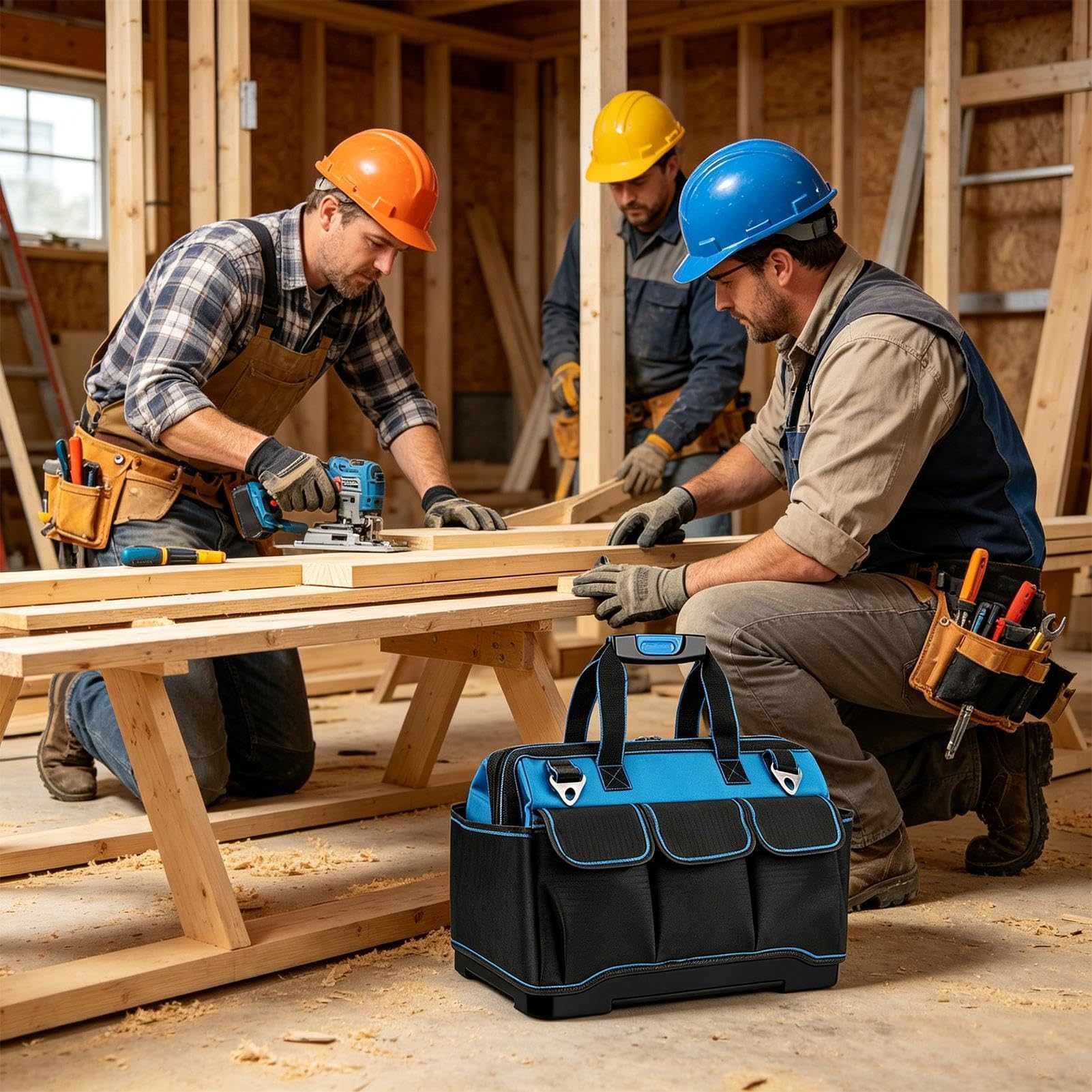 Bolsa De Herramientas Para Electricista Oxford Resistente e Impermeable | gran capacidad para herramientas eléctricas para Obra, Hogar, Garaje, Electricista, Mecánico y Carpintero