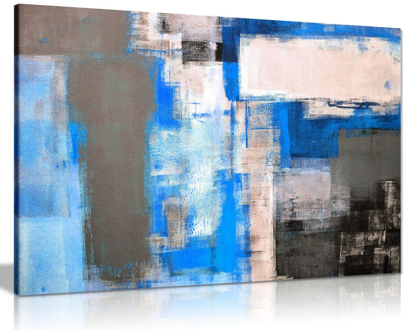 Office Art Grey And Blue Abstract Art Painting Canvas Wall Art Picture Print Home Decor 31x20cm (12x8in)