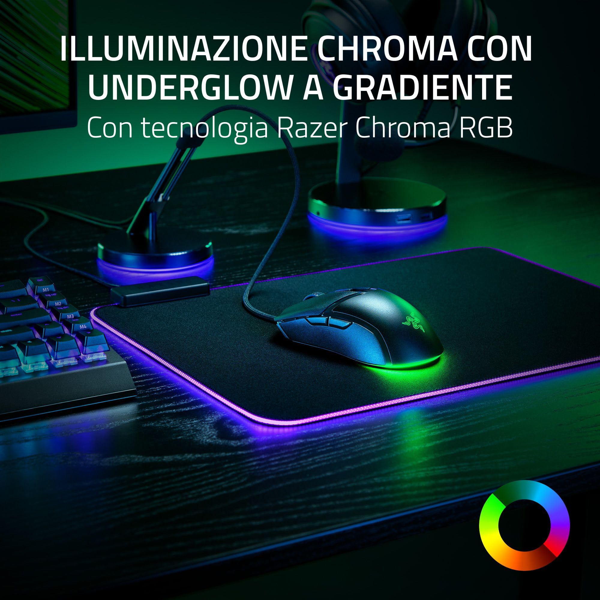 Razer Cobra - Mouse da gioco cablato leggero Chroma RGB (leggero da 57g, interruttori mouse di terza generazione, illuminazione Chroma con luce soffusa sfumata, regolazioni precise del sensore) Nero