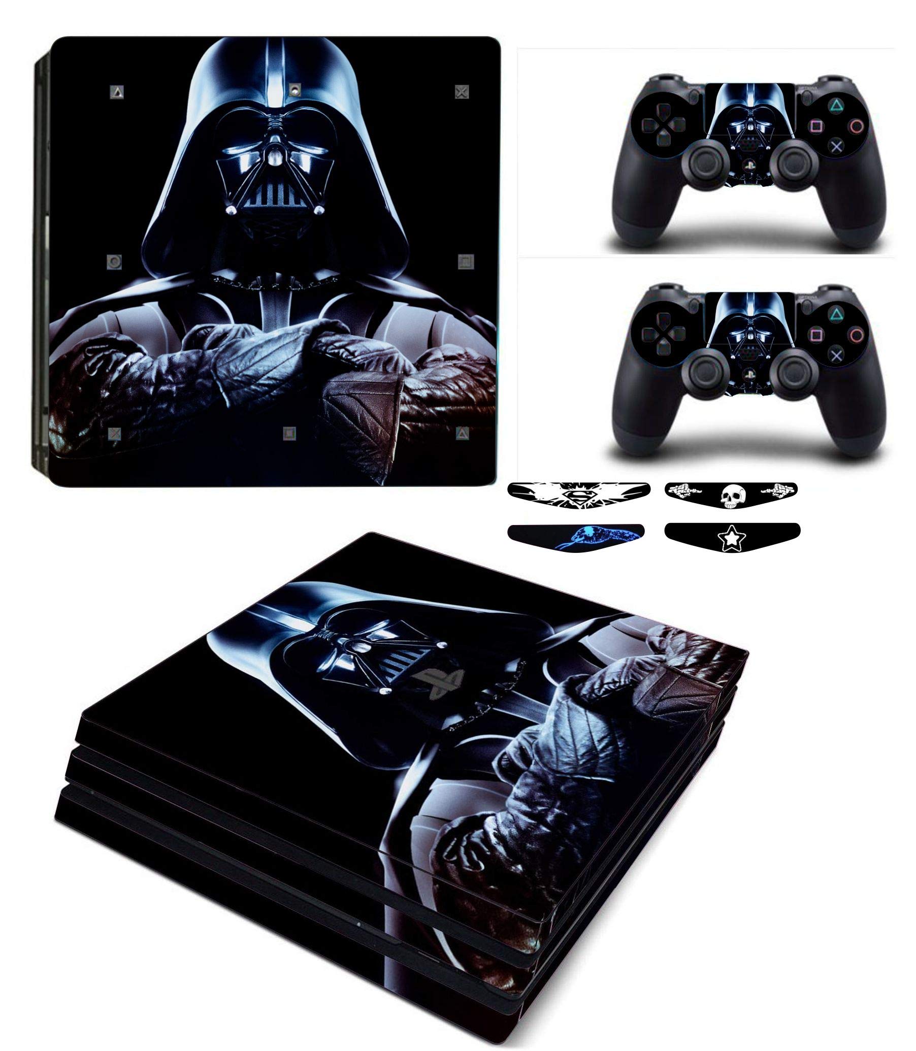 Elton Star Wars Darth Vader Theme 3M Skin Sticker Cover for PS4 Pro Console and Controllers + 4 Led bar Decal