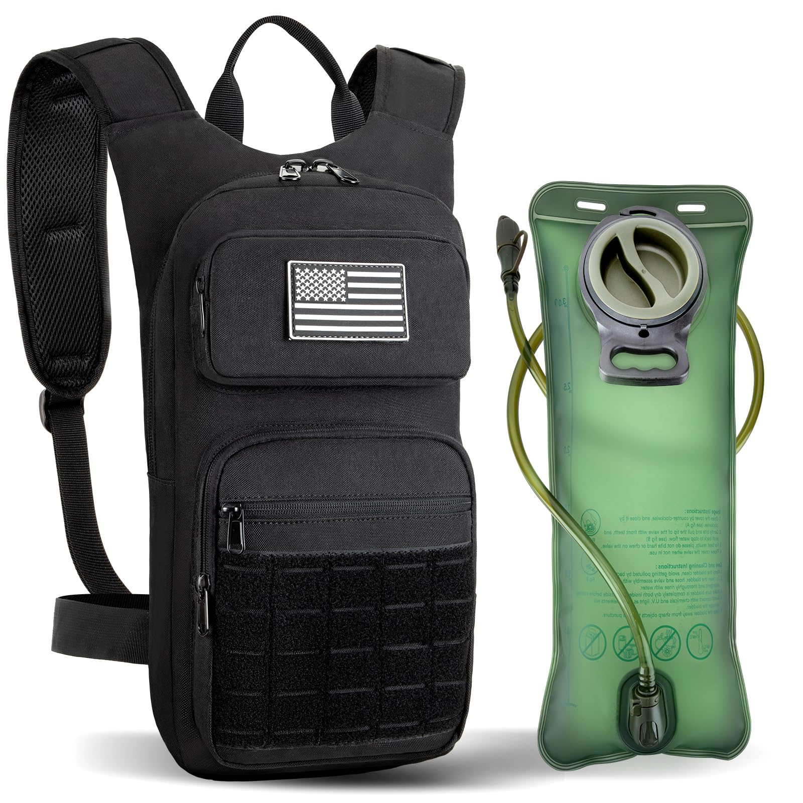 Zaino da idratazione tattico con sacca d'acqua in TPU da 3 litri: borsa militare da trekking MOLLE per la caccia per uomini e donne