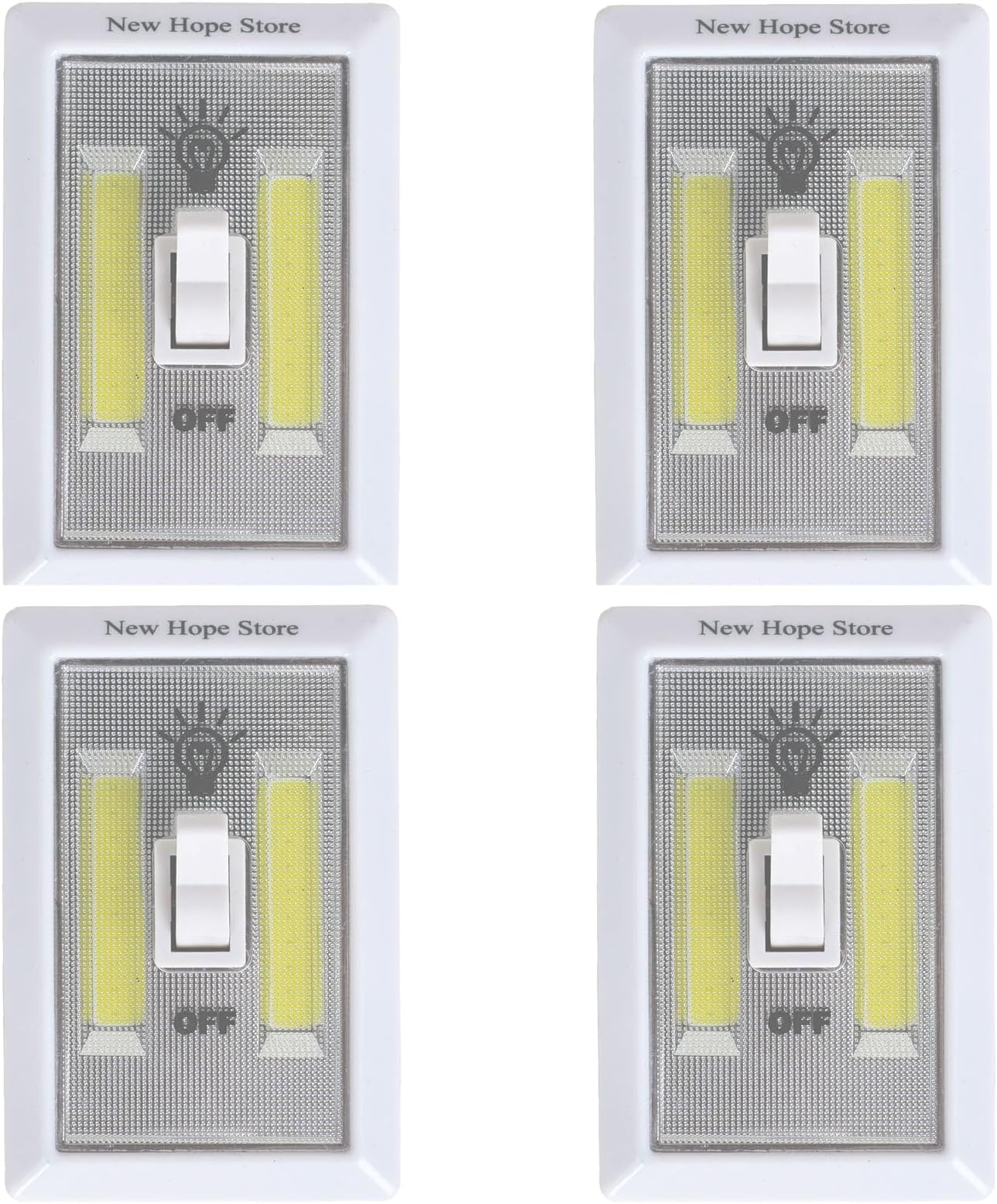 COB LED Night Lights, Battery Operated Cordless Switch 300 Lumen Closet & Cabinet Lamp for Baby Nursery, Hallways & Bedrooms - 4 Pack (Battery Not Included)