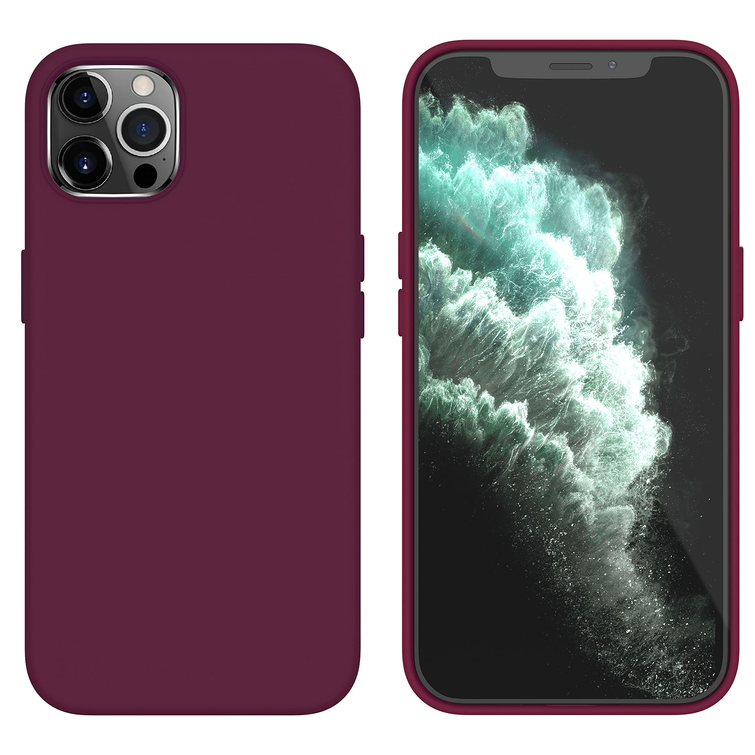 XONDA Origin Liquid Silicon Case Compatible with iPhone 13 Pro with Built-in Magnets for Compatible Wireless Chargers & Accessories (Wine)