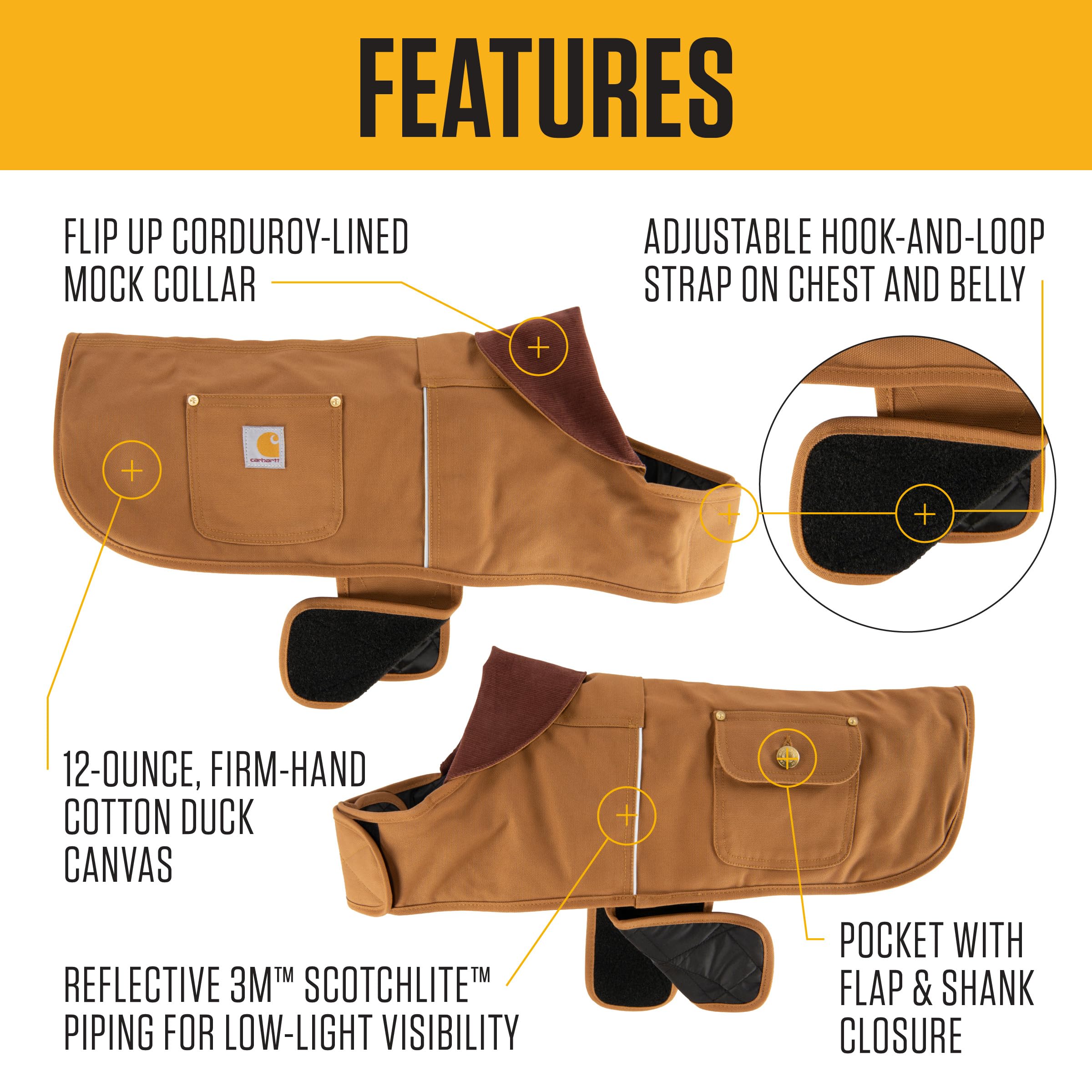 Carhartt Feste, isolierte Hundejacke, strapazierfähige, wetterfeste Jacke für kalte und windige Bedingungen, Leuchtendes Orange, Größe M