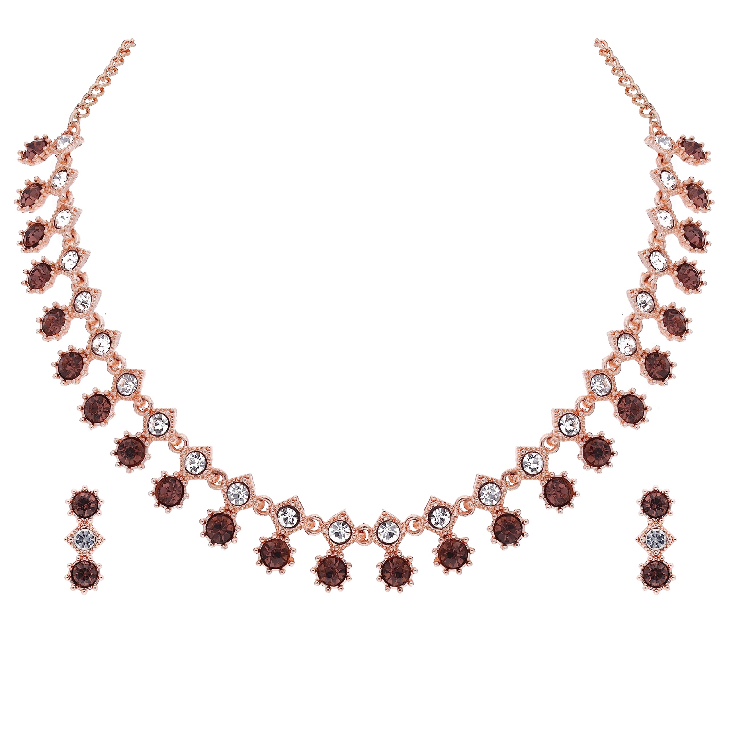 Brado Jewellery Women Rose Gold-Plated Artificial Stone Studded Necklace Jewellery Set With 1 Pair Of Earring (Green) (B0C78DVN83) Amazon Price History, Amazon Price Tracker