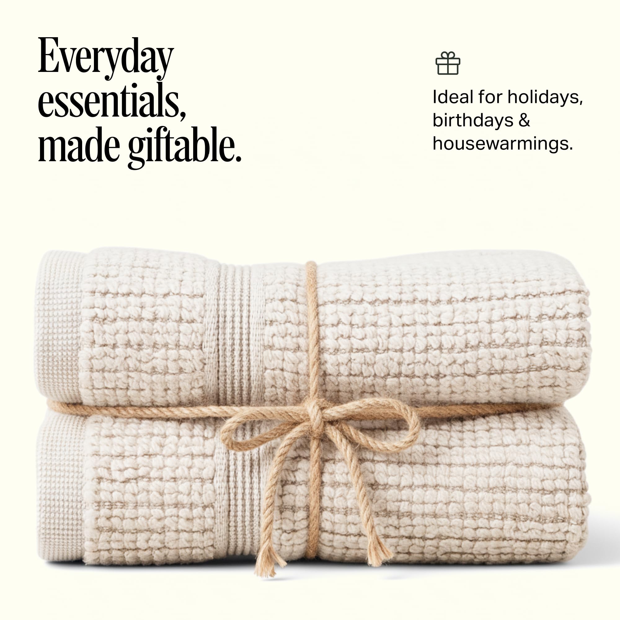 Preston Lane Douro Washcloth Set – 2 Pack Luxury Cotton Towels, Ultra Soft & Absorbent, Quick-Dry Spa-Quality Bathroom Towels, Made in Portugal, Clay