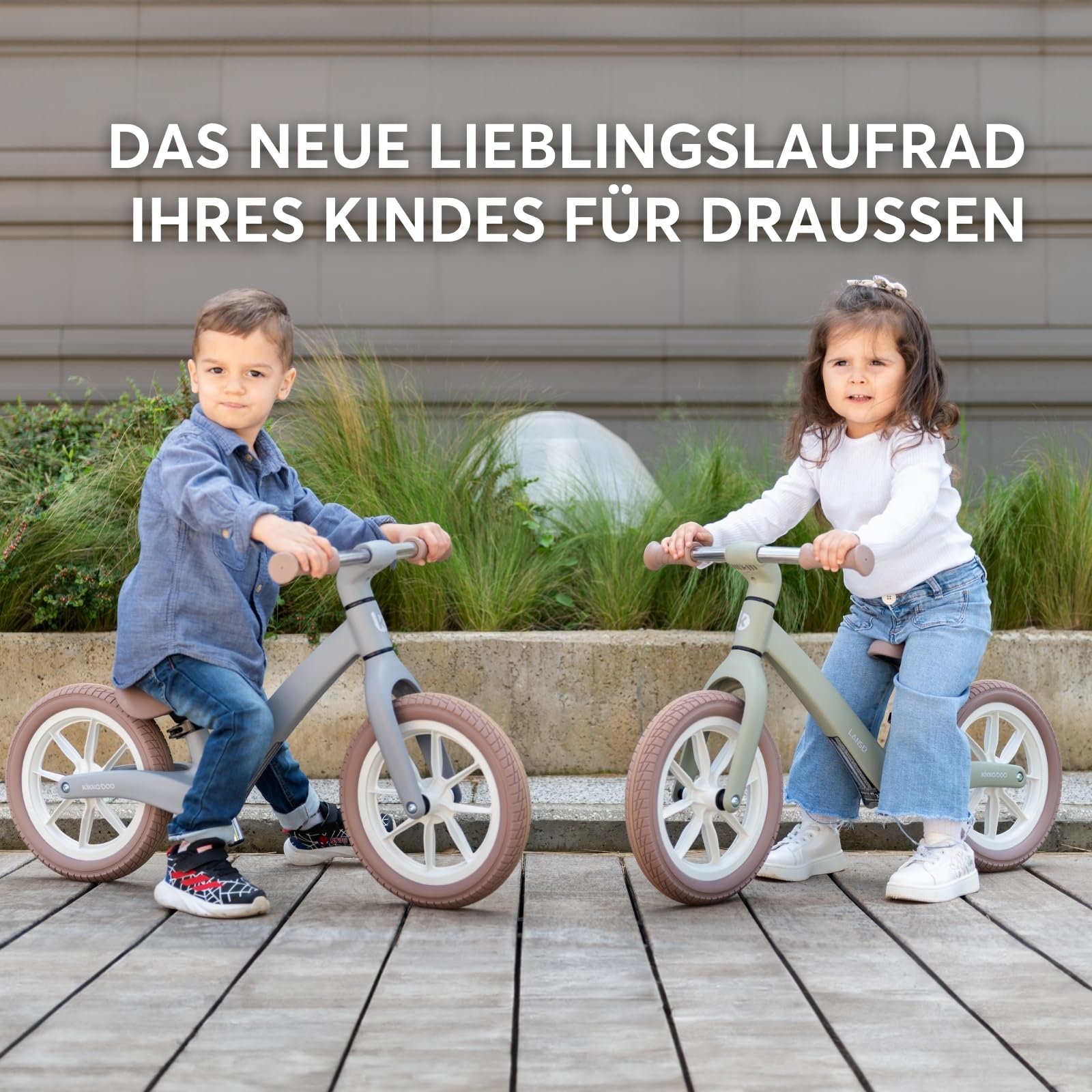KikkaBoo Laufrad ab 3 Jahre LANSER, Ultraleichtes Balance Bike, 12 Zoll, Verstellbarer Sitz, Fahrrad für Kleinkinder 3-6 Jahre, Beige