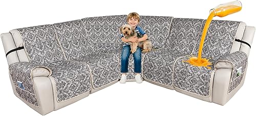 Vista 16 de ALIECOM Fundas de sofá modular reclinable en forma de L, 100% impermeables, fundas para sofá seccional, fundas lavables con estampado, protector