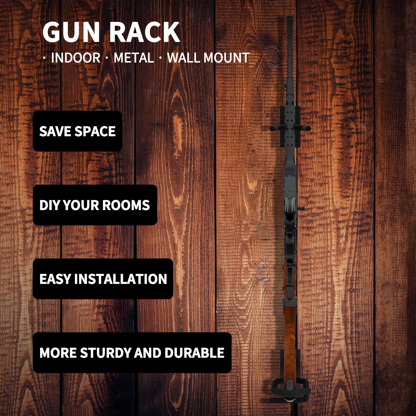 UNITEDPOWER Gun Rack Wall Mount, Metal Shotgun Rack Indoor, Adjustable Rifle Storage Holder with Soft Padding, Vertical Gun Display Stand (1 Slot)