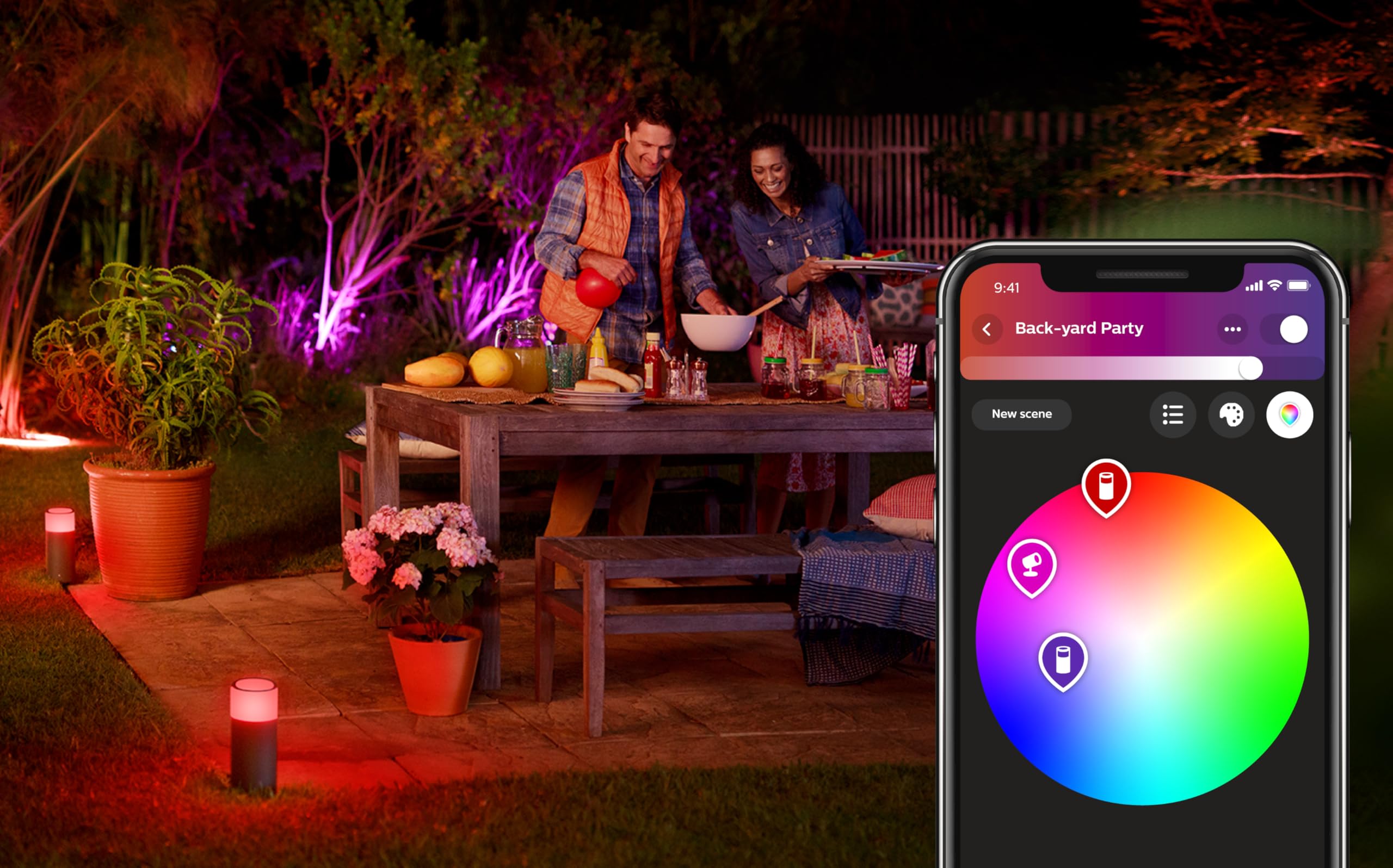 Philips Hue White And Color Ambiance Palo da Esterno LED Smart Calla, Estensione del Kit Base, LED Integrato, Luce Bianca o Colorata, 8 W, Nero, Piccolo