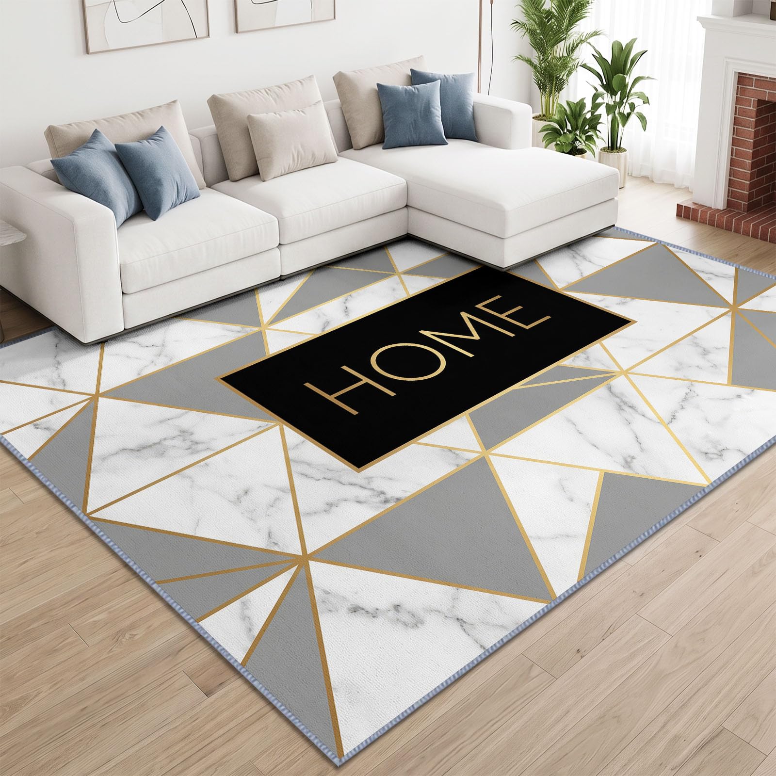 Mosaïque Moderne Triangles Géométriques Tapis Design 3D Moderne 160 x 230 cm, Gris Tapis de Salon Élégant en Flanelle Douce – Couleurs Vives Ne Pâlissent Pas, Base Antidérapante, Décoration Intérieure