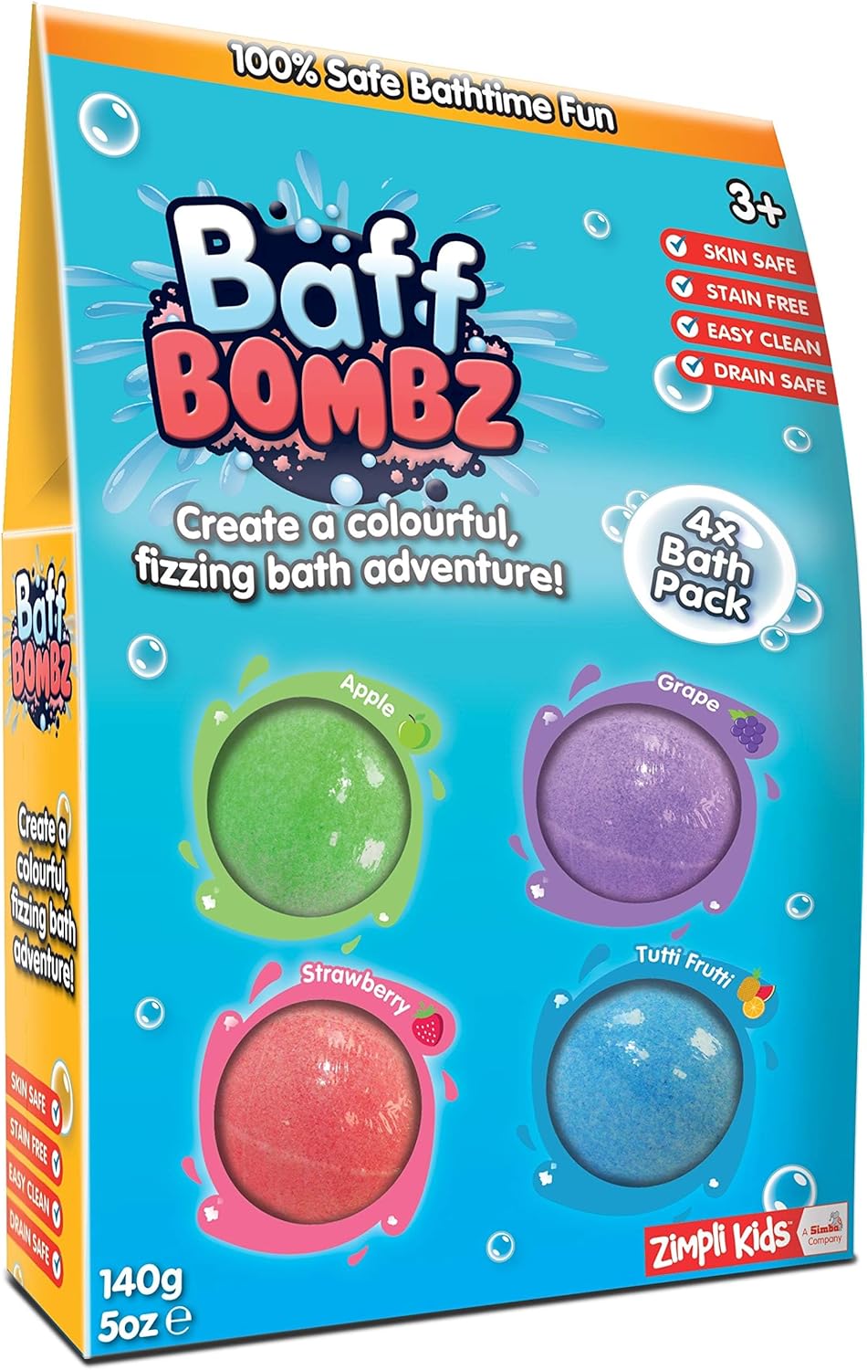 4 x Bath Bombs from Zimpli Kids, Bath Fizzers Gift Set for Children