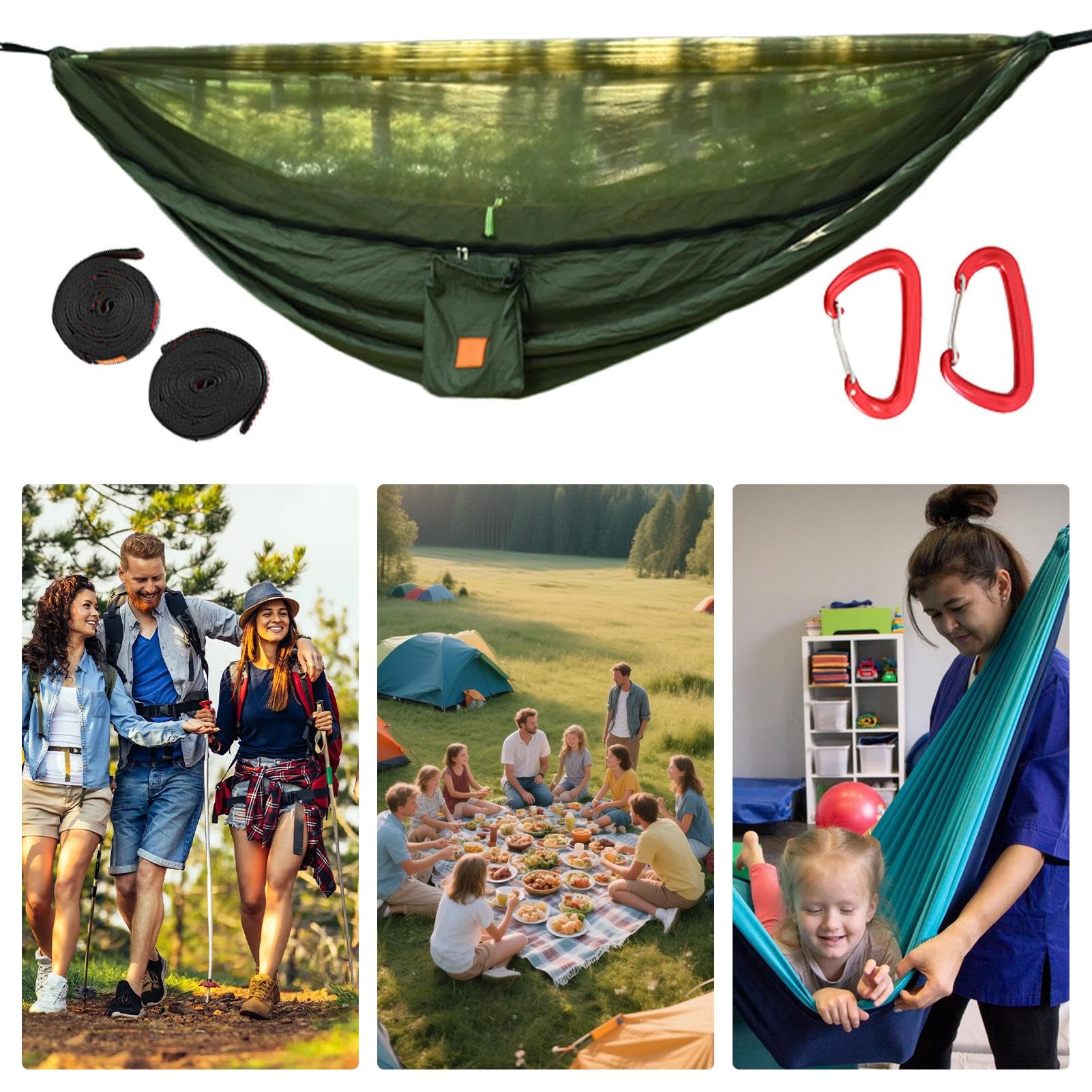 Hamac Portable Hamac de Camping Portable avec Moustiquaire Intégrée
