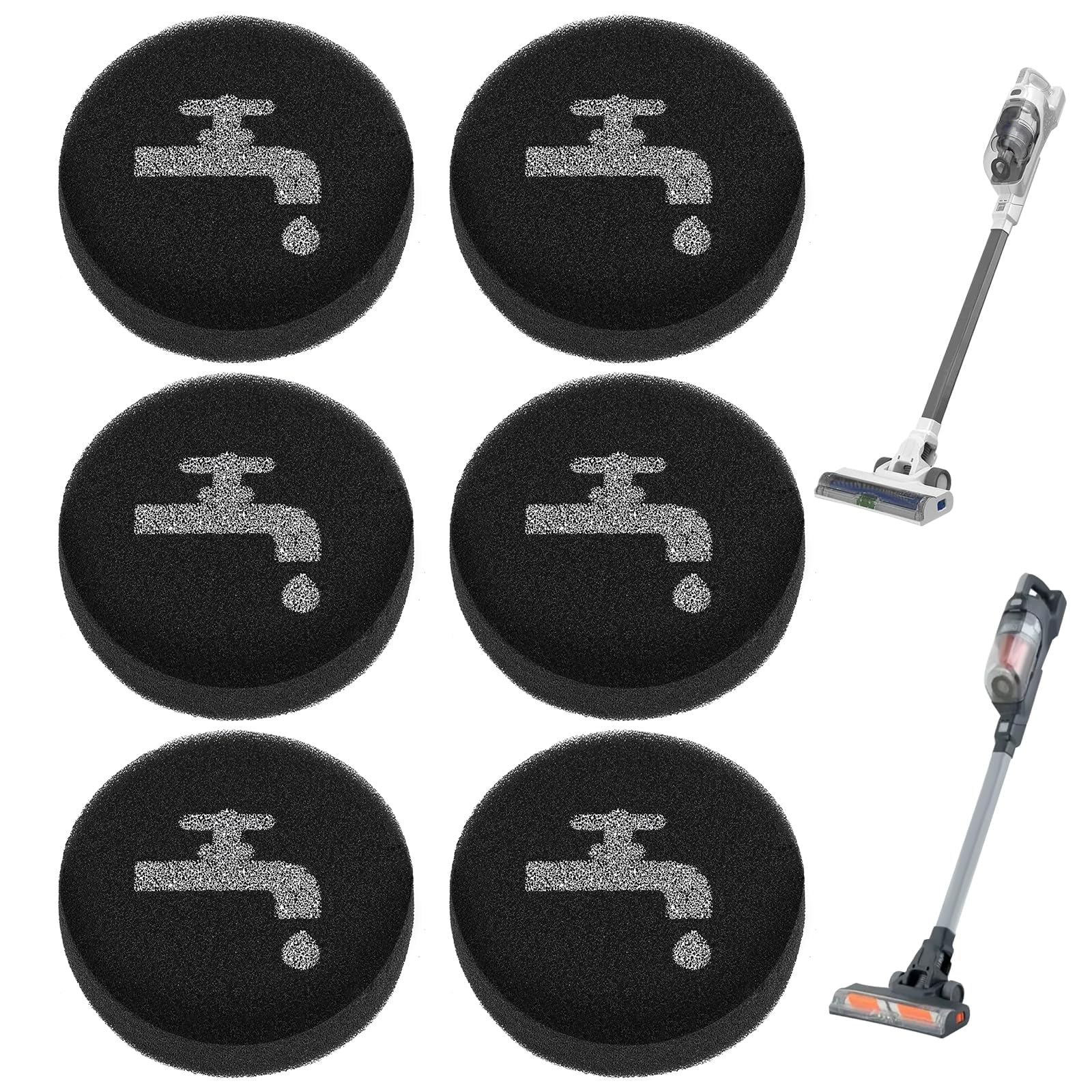 6 filtri in spugna compatibili con BLACK+DECKER POWERSERIES+ 16V/20V Cordless Stick modelli BHFEA420J BHFEA520J BHFEA18D1, parte di ricambio BHFEAF1, accessori per aspirapolvere, facili da installare
