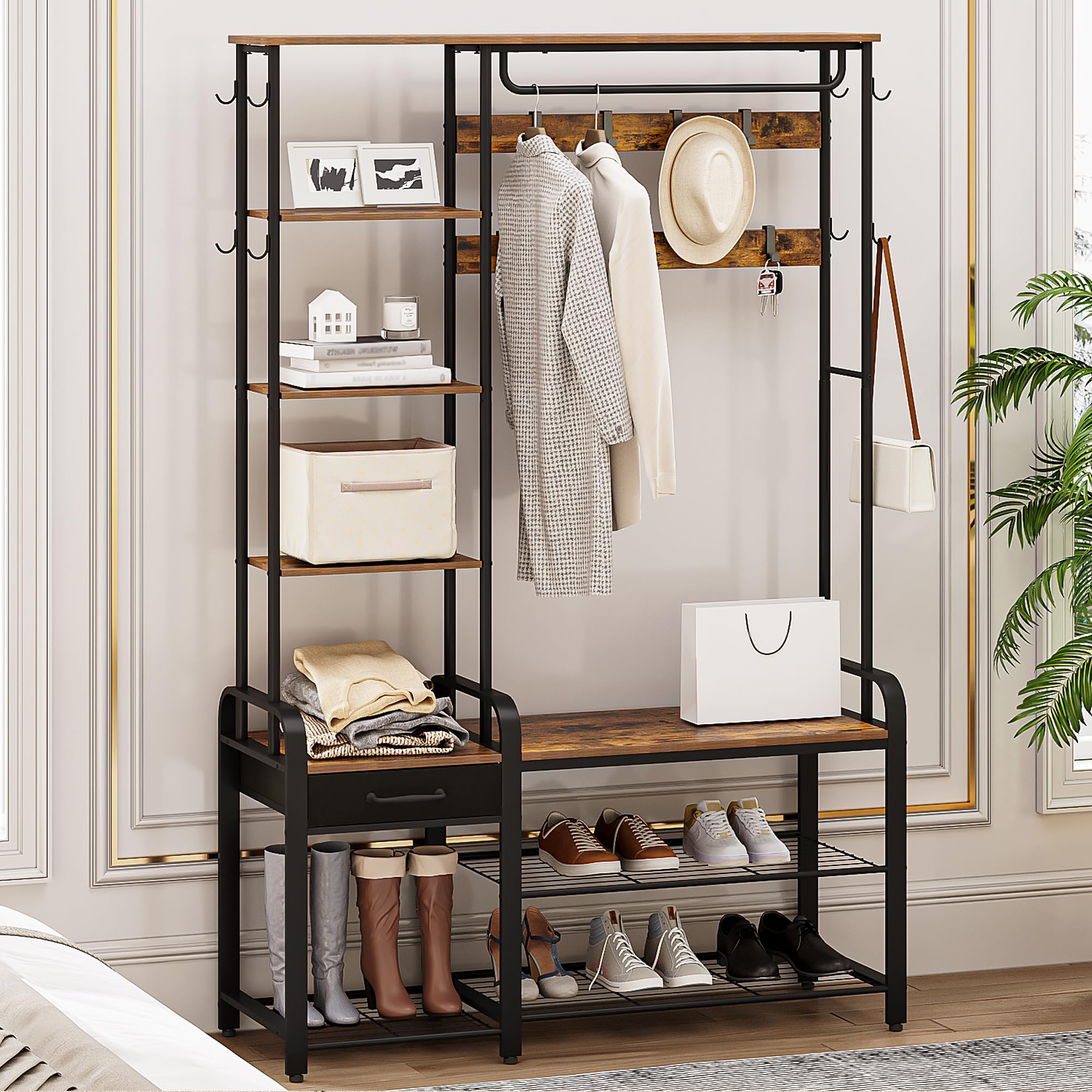 Hzuaneri Porte-manteau avec Étagère à Chaussures