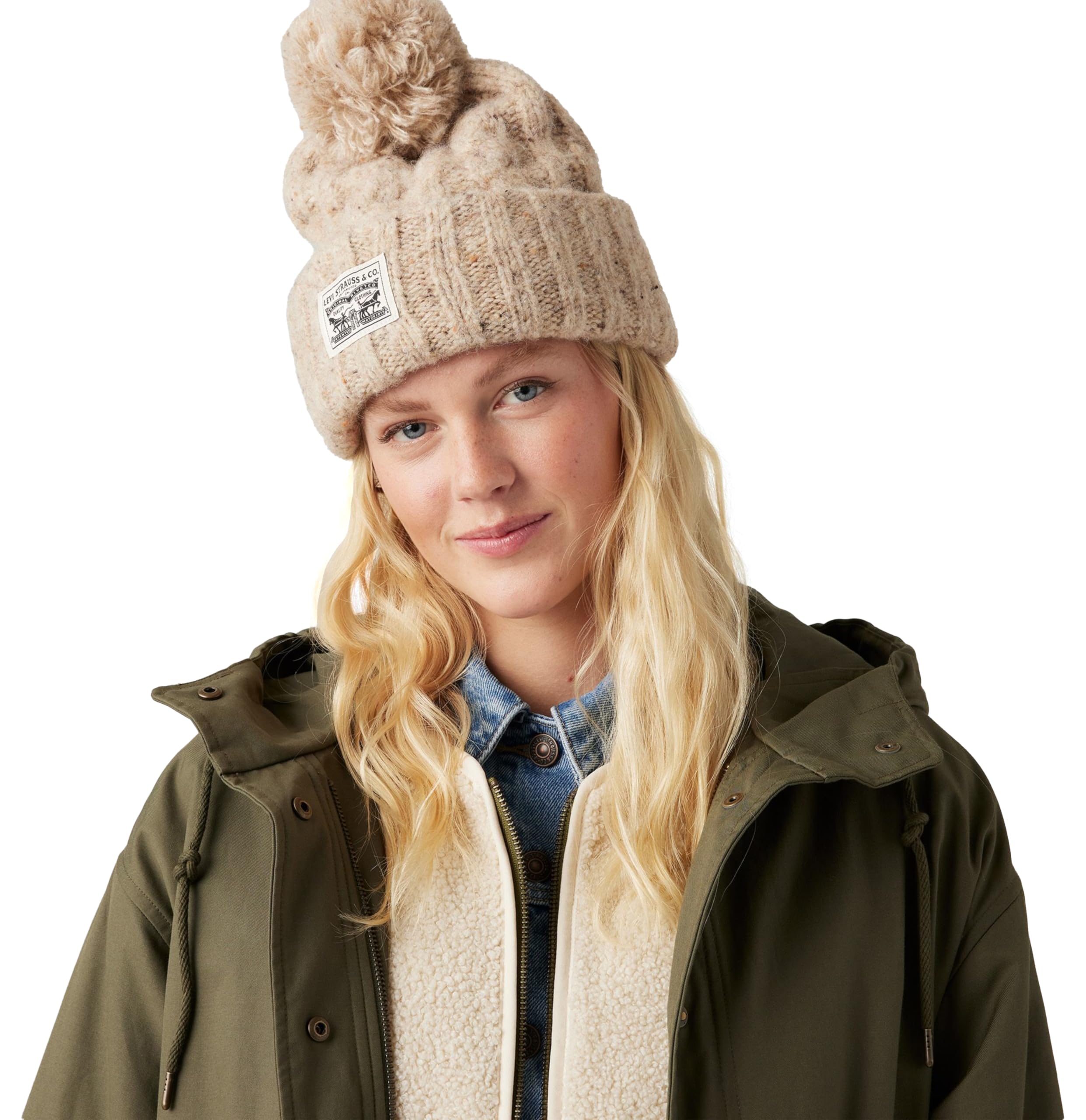 Levi's Women's Backpatch Beanie, Cream, Krem, rozmiar uniwersalny