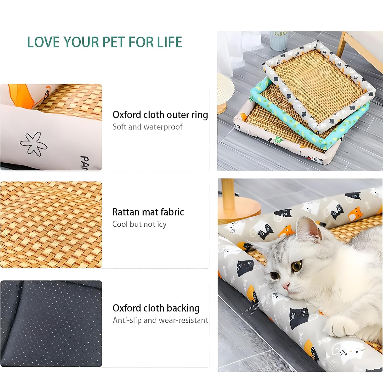 سرير تبريد للحيوانات الاليفة من اكسسبرينج، بساط تبريد ناعم للكلاب مع قماش اوكسفورد جيد التهوية، بساط تبريد للحيوانات الاليفة للقطط الصغيرة والكلاب، وسادة ثلج صيفية تمتص الرطوبة بسرعة (40 × 30 سم)