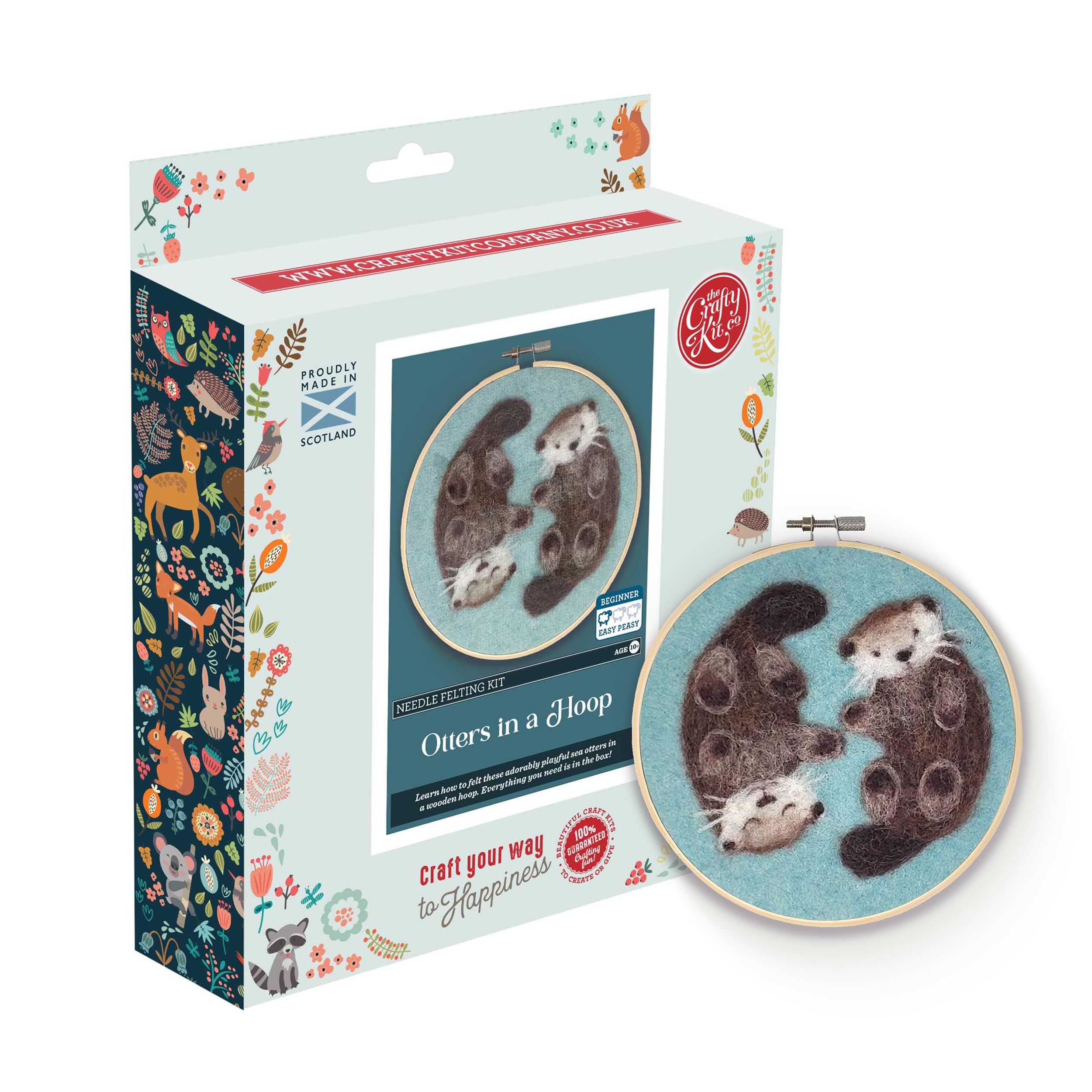 The Crafty Kit Company Needle Felting Craft Kit - Otters in a Hoop | 100% Corriedale Wool DIY Felt Craft Kit  Handmade Gift for Adults, Teens & Beginners | Age 10+