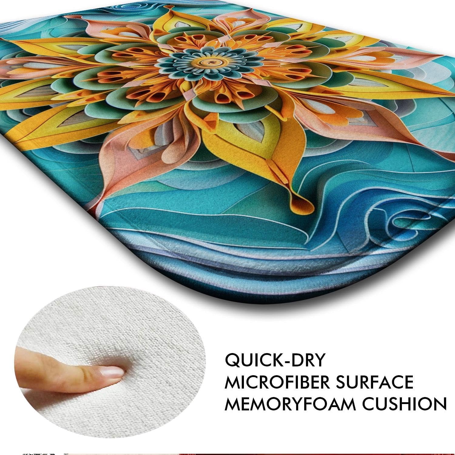 3D Flower 48 Premium Non-Slip Memory Foam Bath Mat – Absorbent, Quick-Dry, Machine Washable, Soft & Plush Bathroom Rug for Ultimate Comfort - S - Image 4