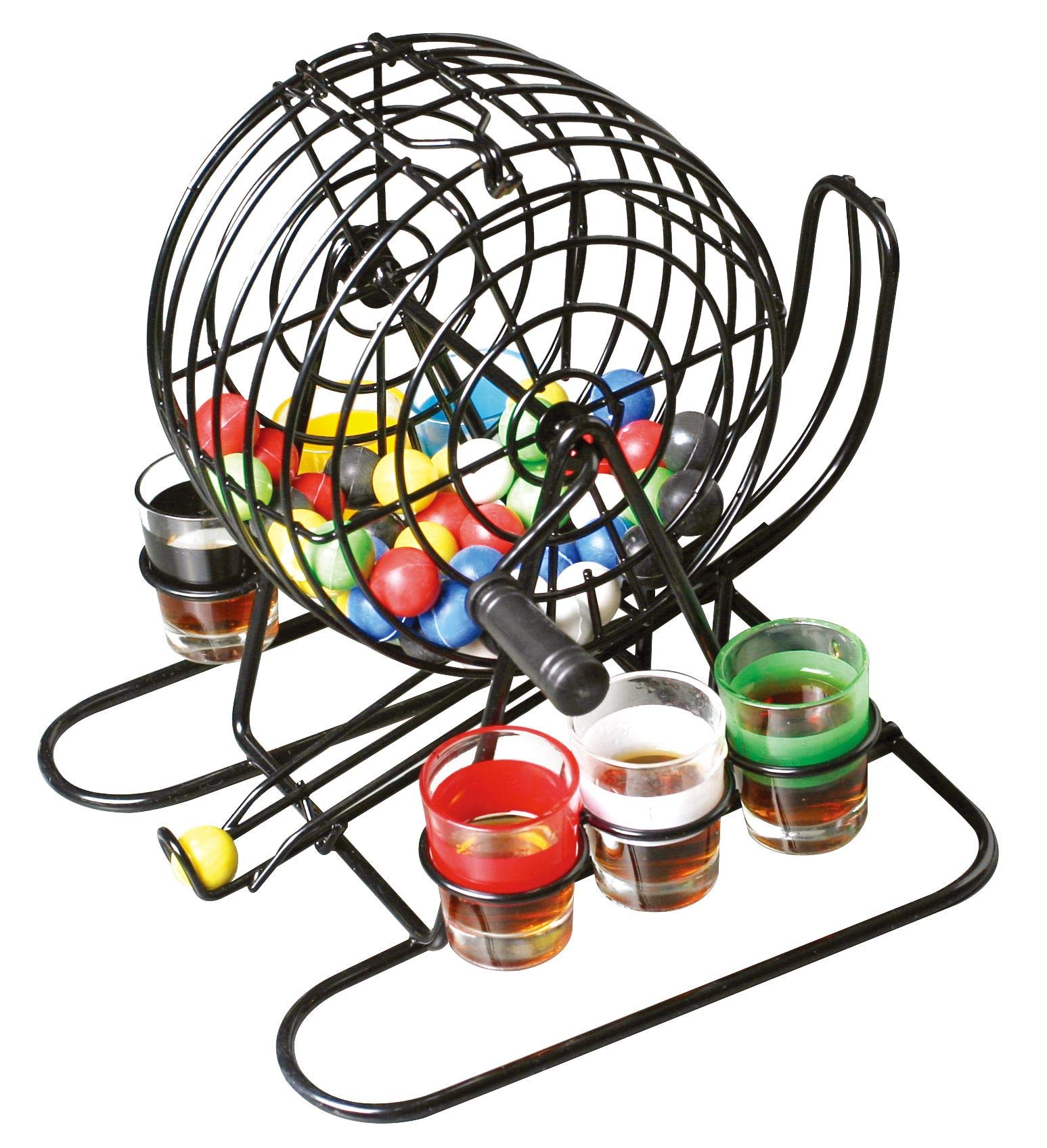 iTrend Bingo Game - Drinking Game Set for Party, Home - Includes 6 Glasses, Metal Wire Spinner, 48 Bingo Balls (8 Balls Each in Six Colors) - Adults, Ages 21+