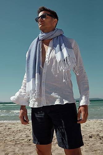 Miniatura 4 de SMYRNA TURKISH COTTON Toalla de playa turca original, 37 x 71 pulgadas, extra grande, de secado rápido, sin arena, spa, viajes, gimnasio, toalla de