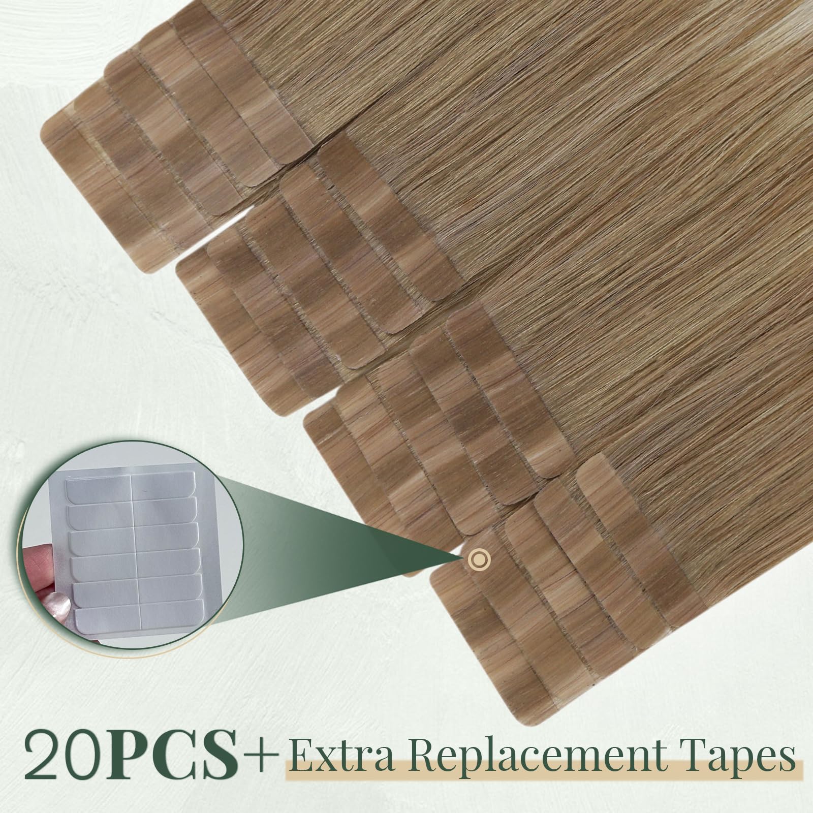 Ugeat Przedłużanie Włosów Taśma, Włosy Ludzkie, Balayage Jasny Brąz z Blondem, 40 cm 20 sztuk 50g, Przedłużanie Włosów Tape in, Karmelowym, Remy Naturalne Proste