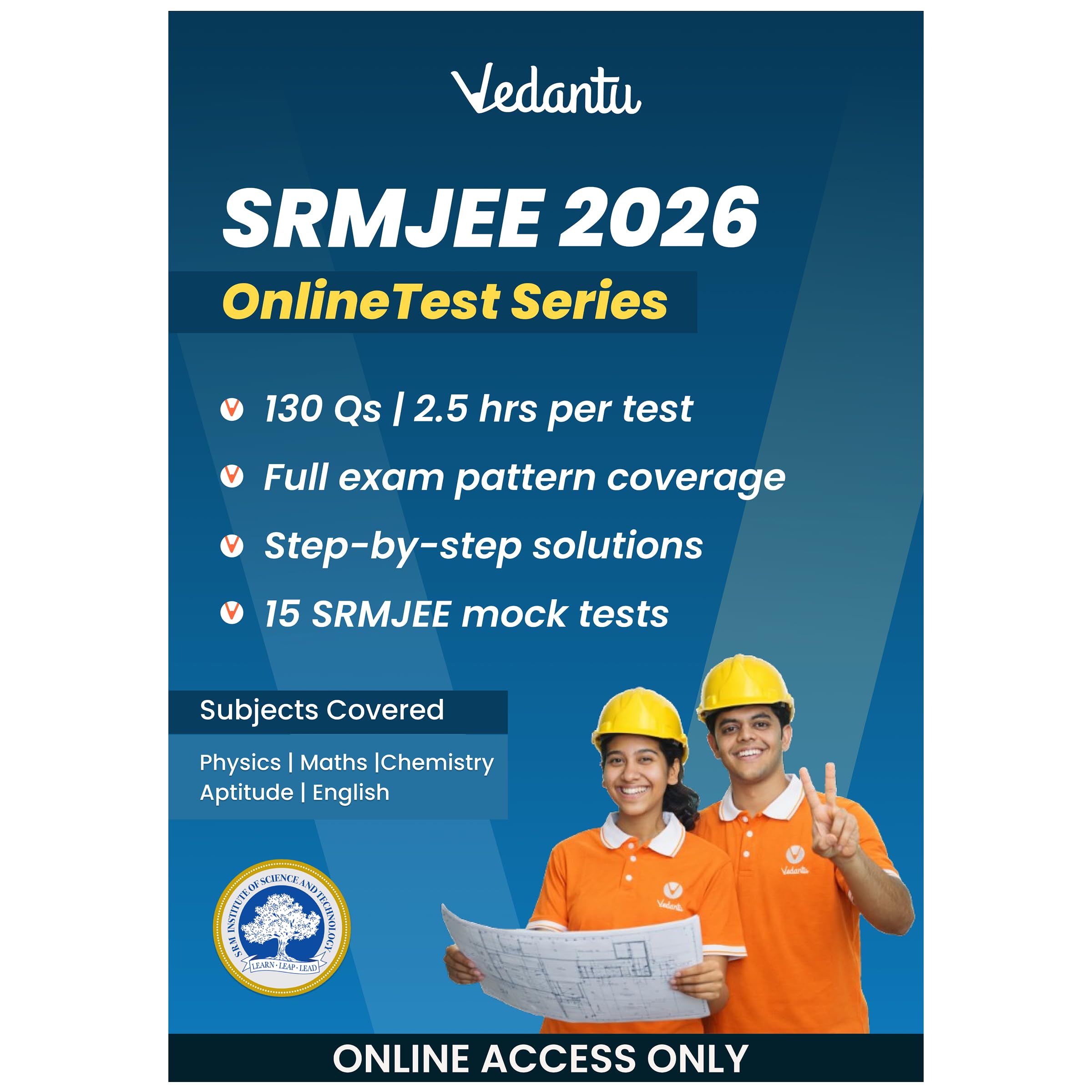 Vedantu SRMJEE 2026 Online Test Series | 15 Full-Length Mock Tests | 130 Questions | Latest Exam Pattern | Physics, Chemistry, Maths, Aptitude & English | Step-by-Step Solutions | Complete SRM JEE Preparation (Online Access Only)-image-28